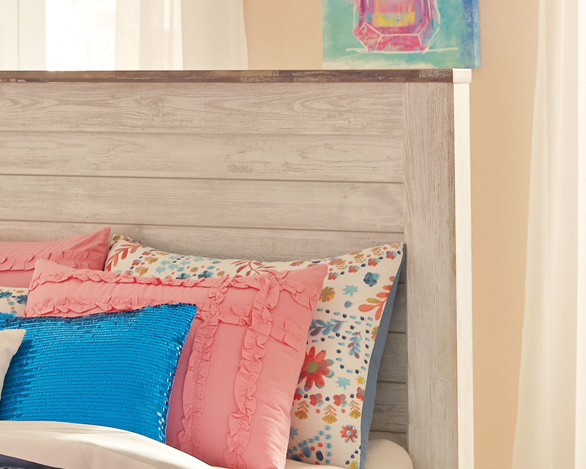 Furniture City Laplace - Ashley Furniture - Willowton Bedroom - Twin Panel Bed with 2 Storage Drawers / Whitewash - B267B21