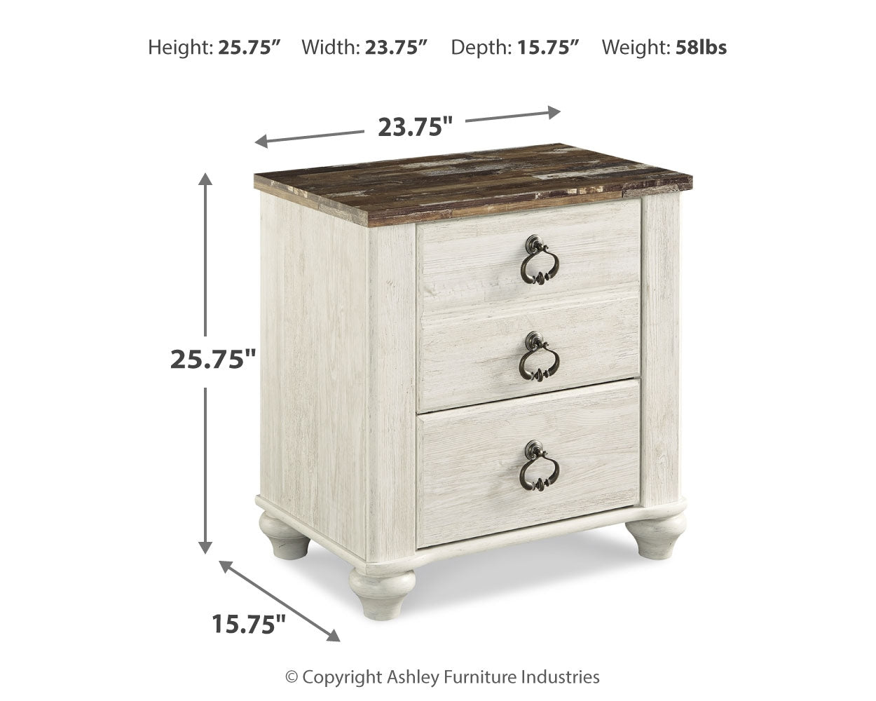 Furniture City Laplace - Ashley Furniture - Willowton Bedroom - Dresser and Mirror / Whitewash - B267B1