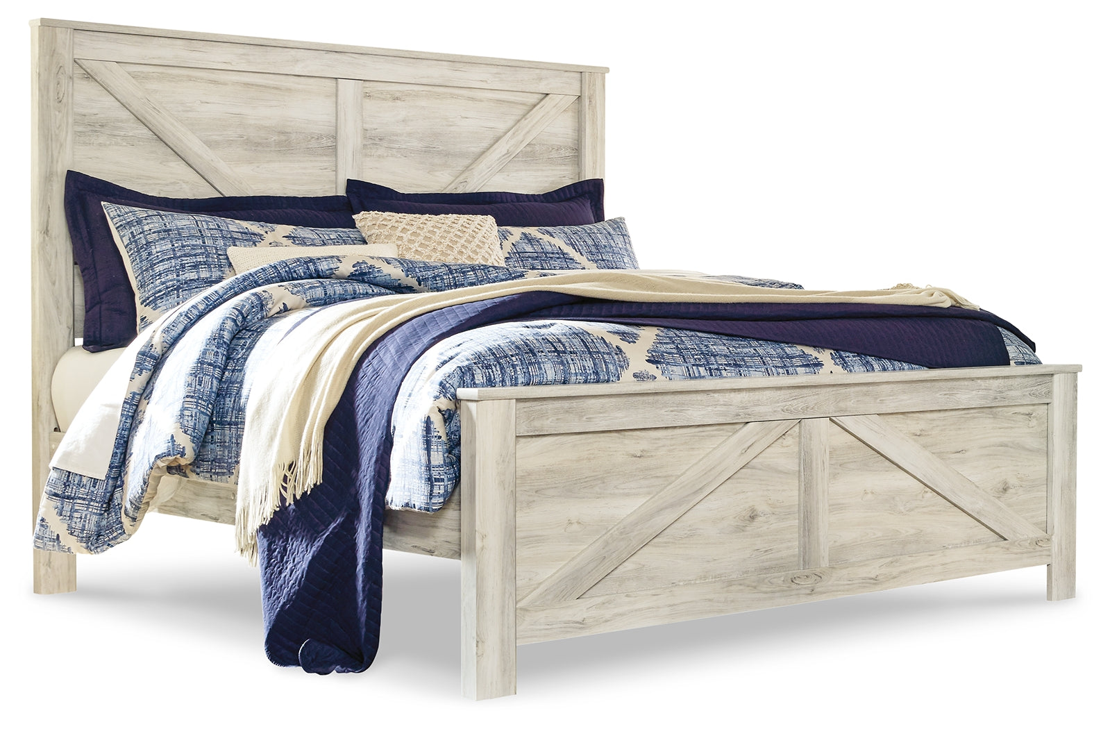 Furniture City Laplace - Ashley Furniture - Bellaby Bedroom - King Crossbuck Panel Bed / Whitewash - B331B10