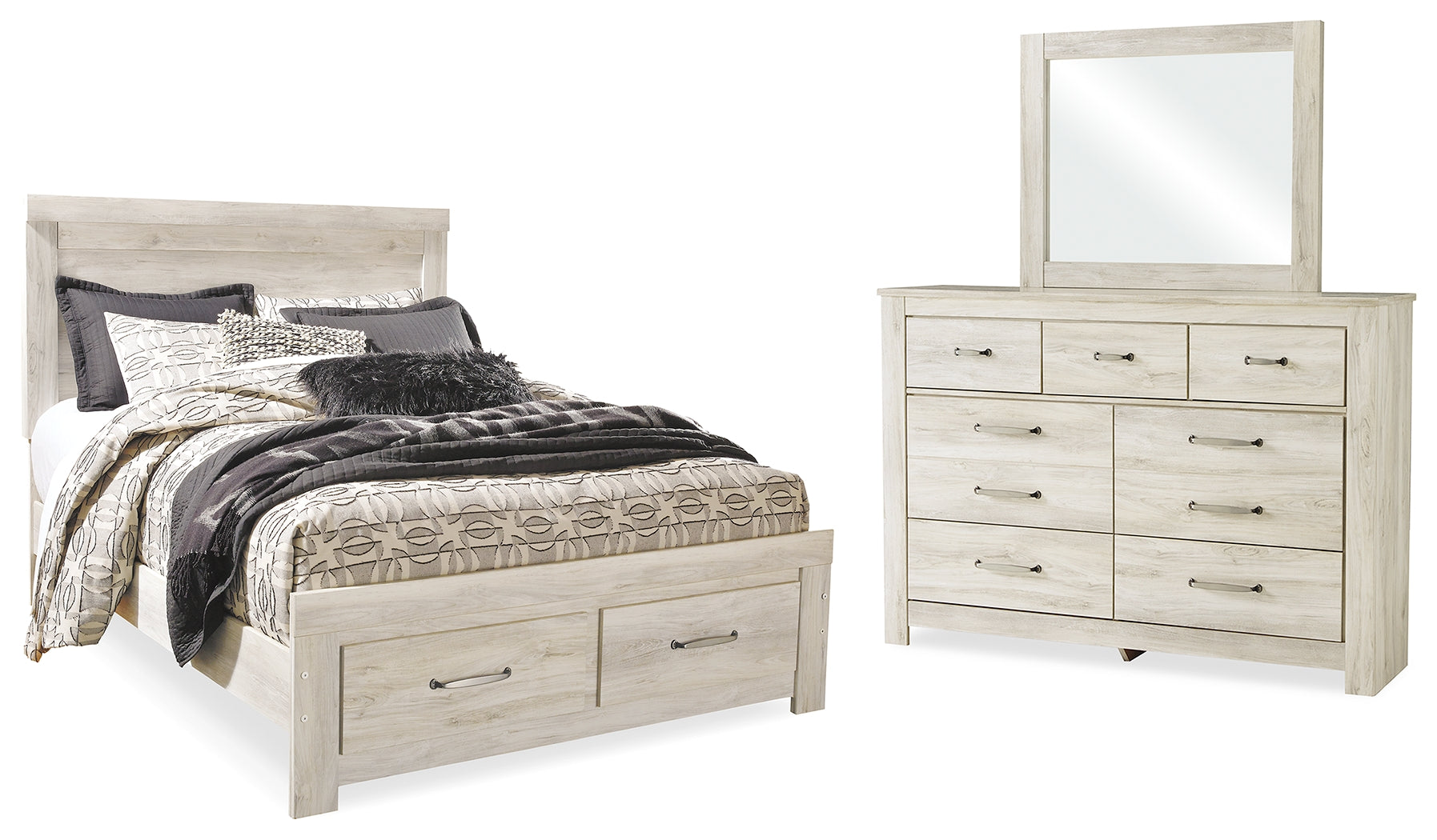 Furniture City Laplace - Ashley Furniture - Bellaby Queen Panel Storage Bed, Dresser and Mirror - Queen Panel Storage Bed, Dresser and Mirror - B331B5
