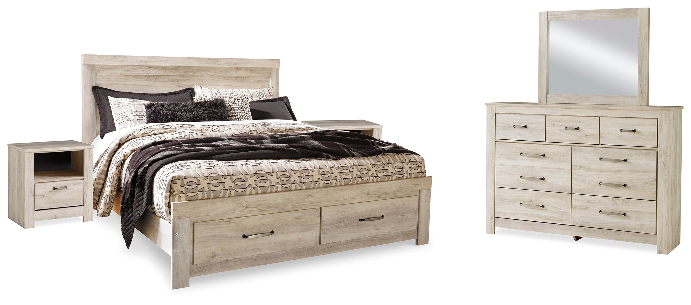 Furniture City Laplace - Ashley Furniture - Bellaby King Panel Storage Bed, Dresser, Mirror and 2 Nightstands - King Panel Storage Bed, Dresser, Mirror and 2 Nightstands - B331B19