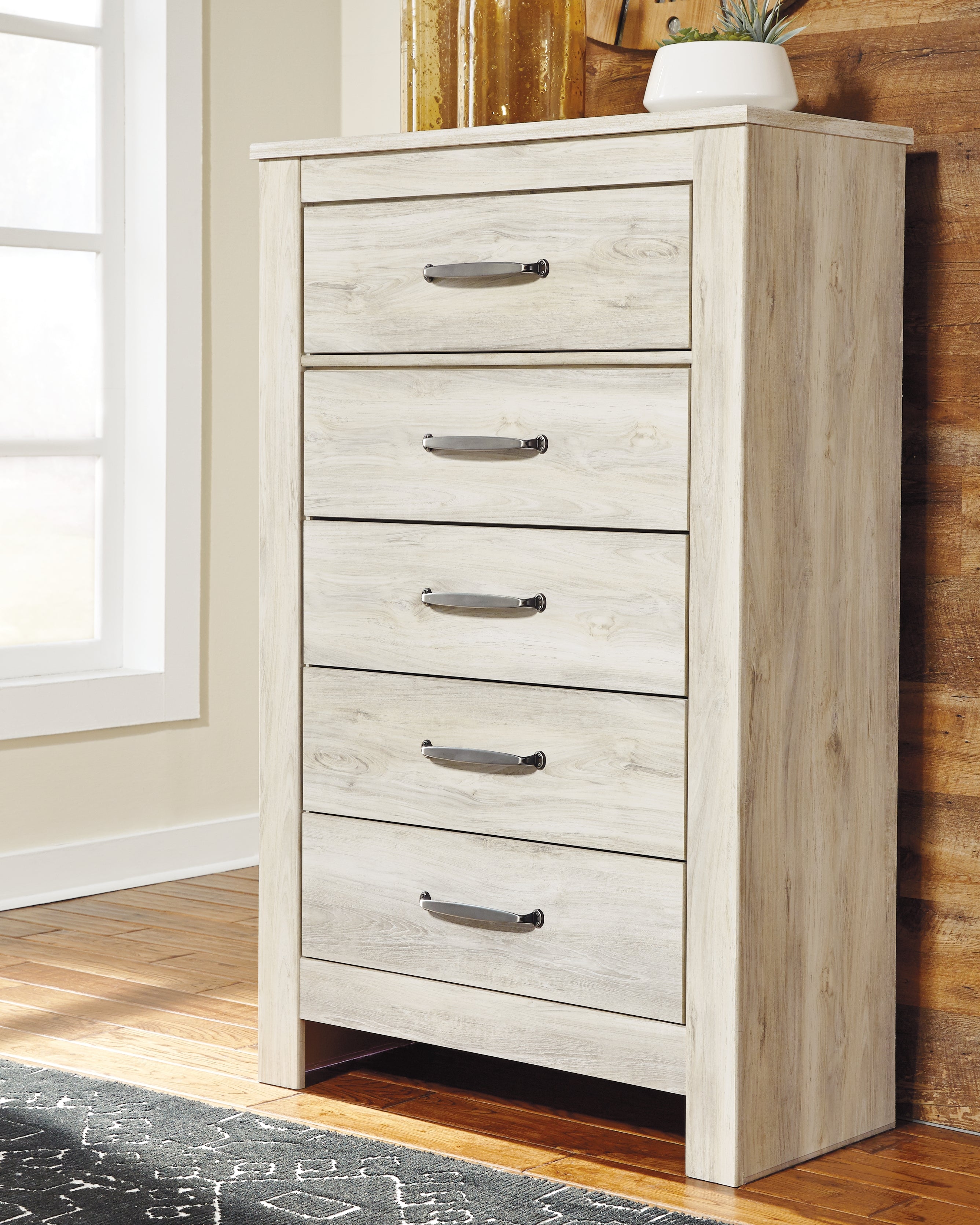 Furniture City Laplace - Ashley Furniture - Bellaby Bedroom - Five Drawer Chest / Whitewash - B331-46