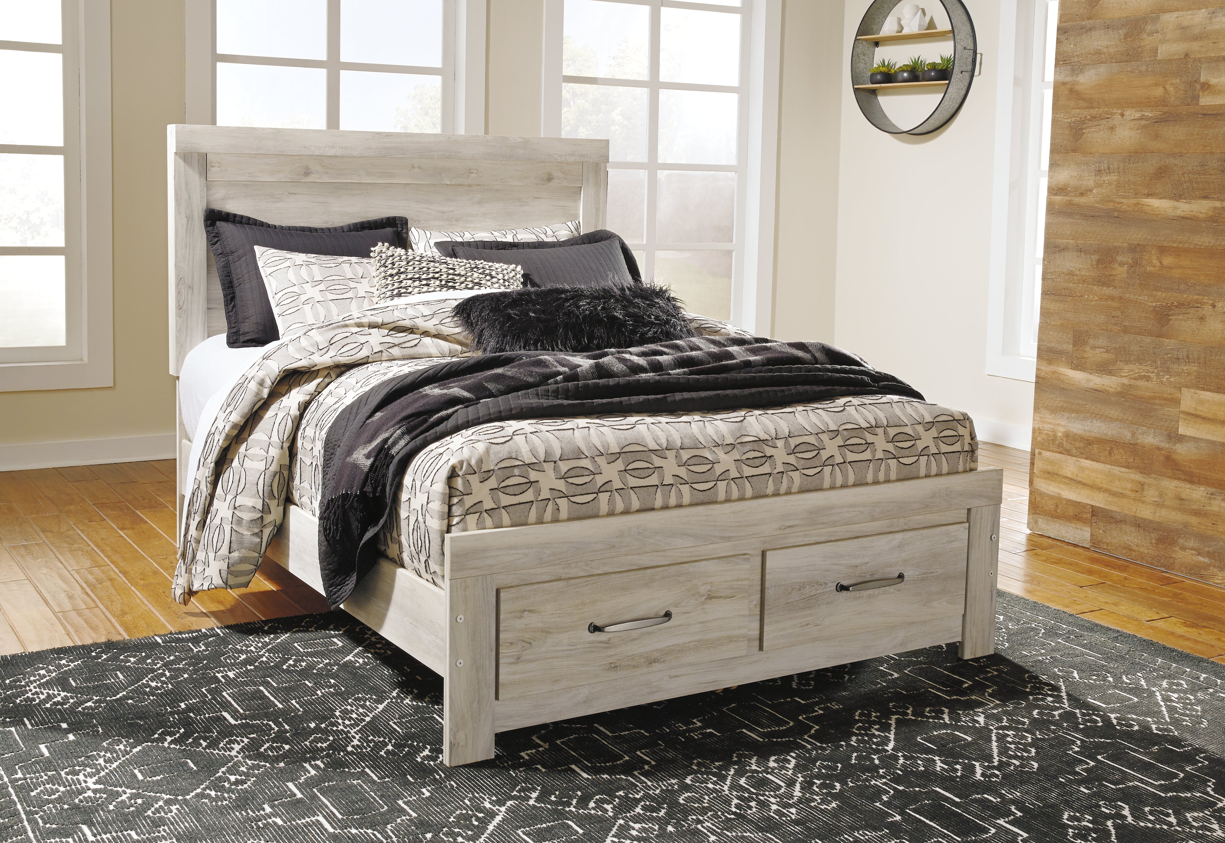 Furniture City Laplace - Ashley Furniture - Bellaby Bedroom - Queen Crossbuck Panel Bed / Whitewash - B331B6