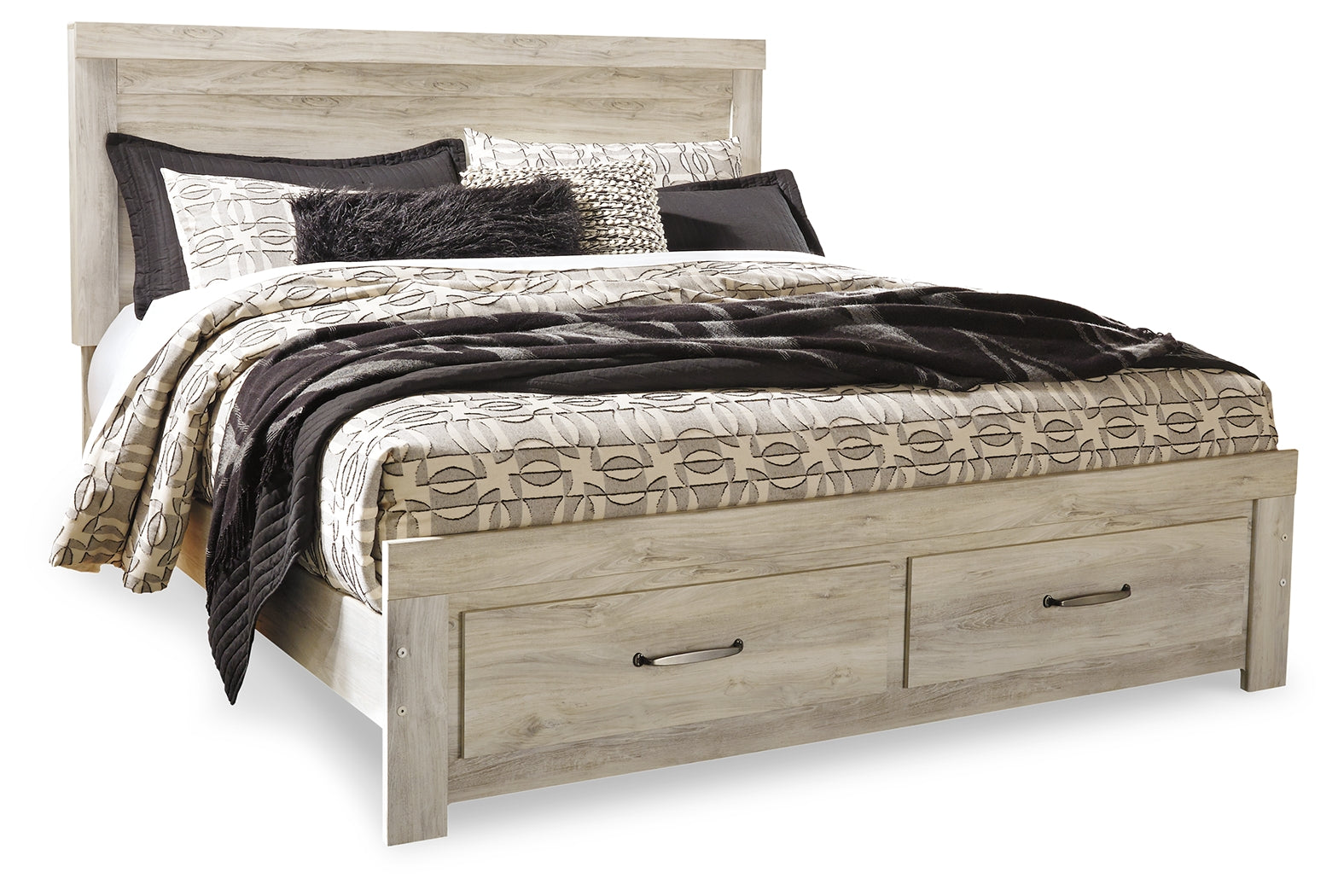 Furniture City Laplace - Ashley Furniture - Bellaby Bedroom - King Platform Bed with 2 Storage Drawers / Whitewash - B331B9