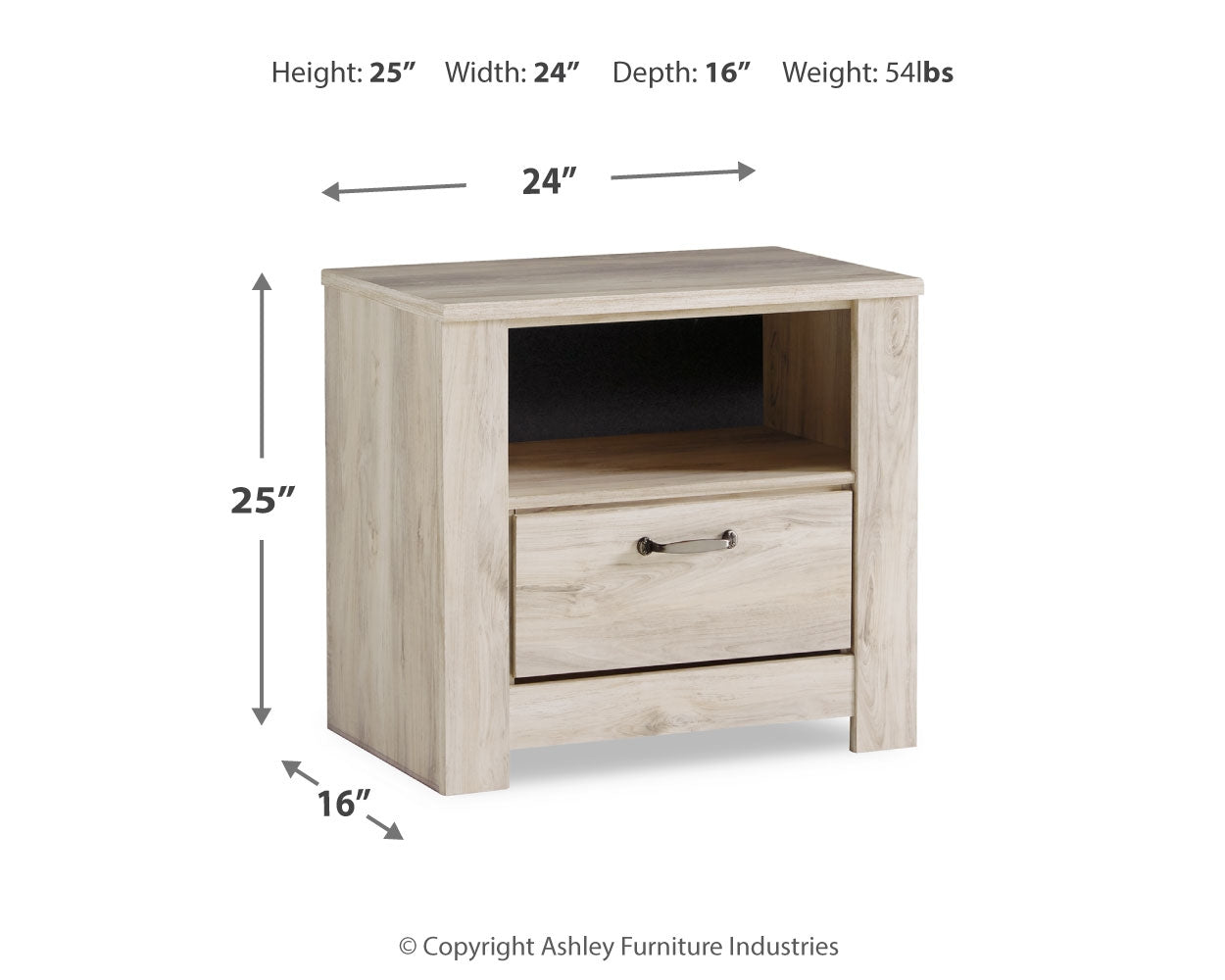 Furniture City Laplace - Ashley Furniture - Bellaby Bedroom - One Drawer Night Stand / Whitewash - B331-91