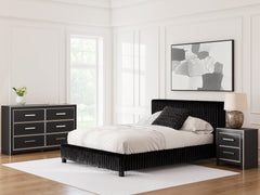 Zuraleus Queen Upholstered Bed, Dresser and Nightstand