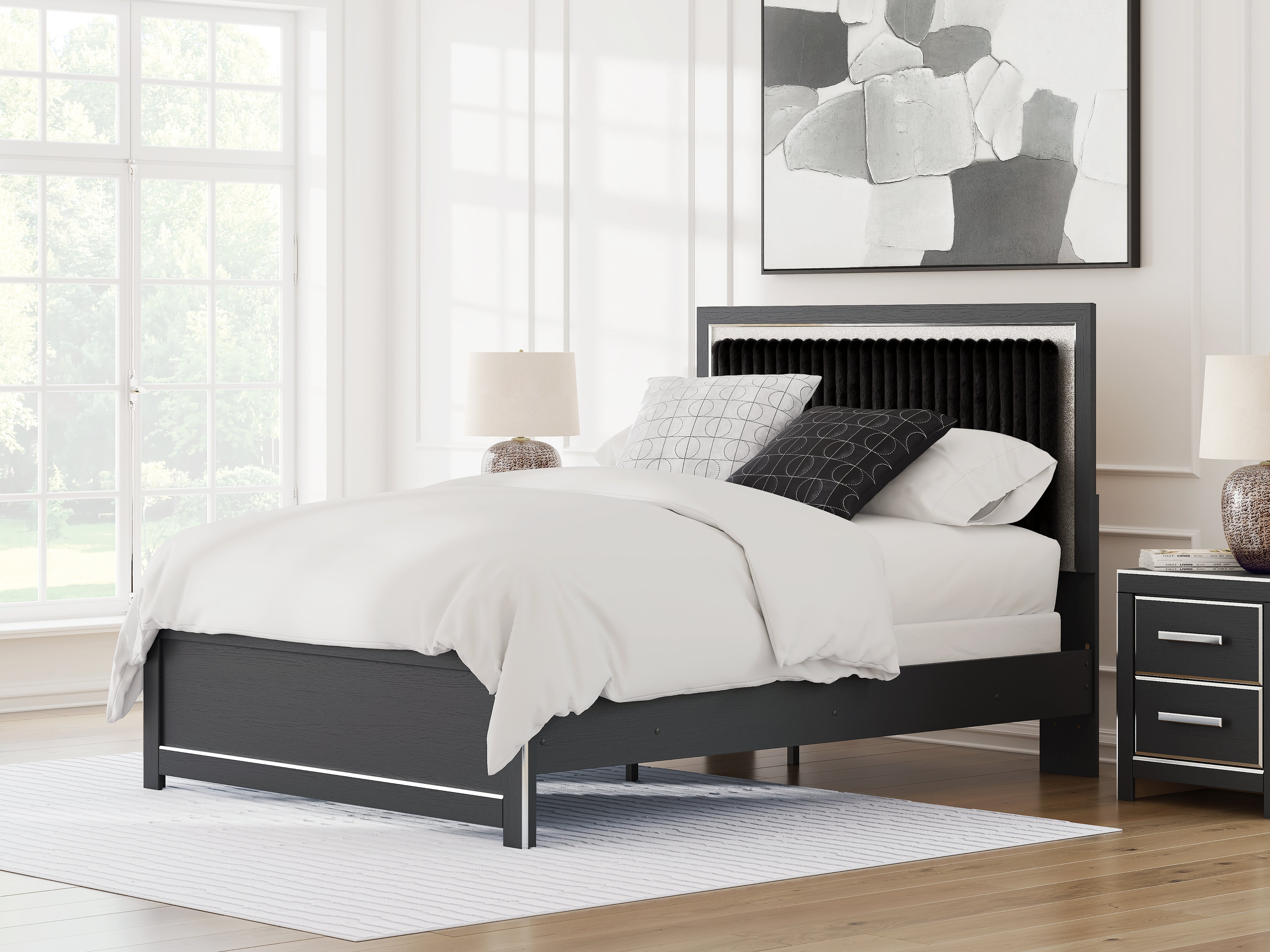 Furniture City Laplace - Ashley Furniture - Zuraleus Queen Upholstered Panel Bed - Queen Upholstered Panel Bed / Black - PCB3380B6