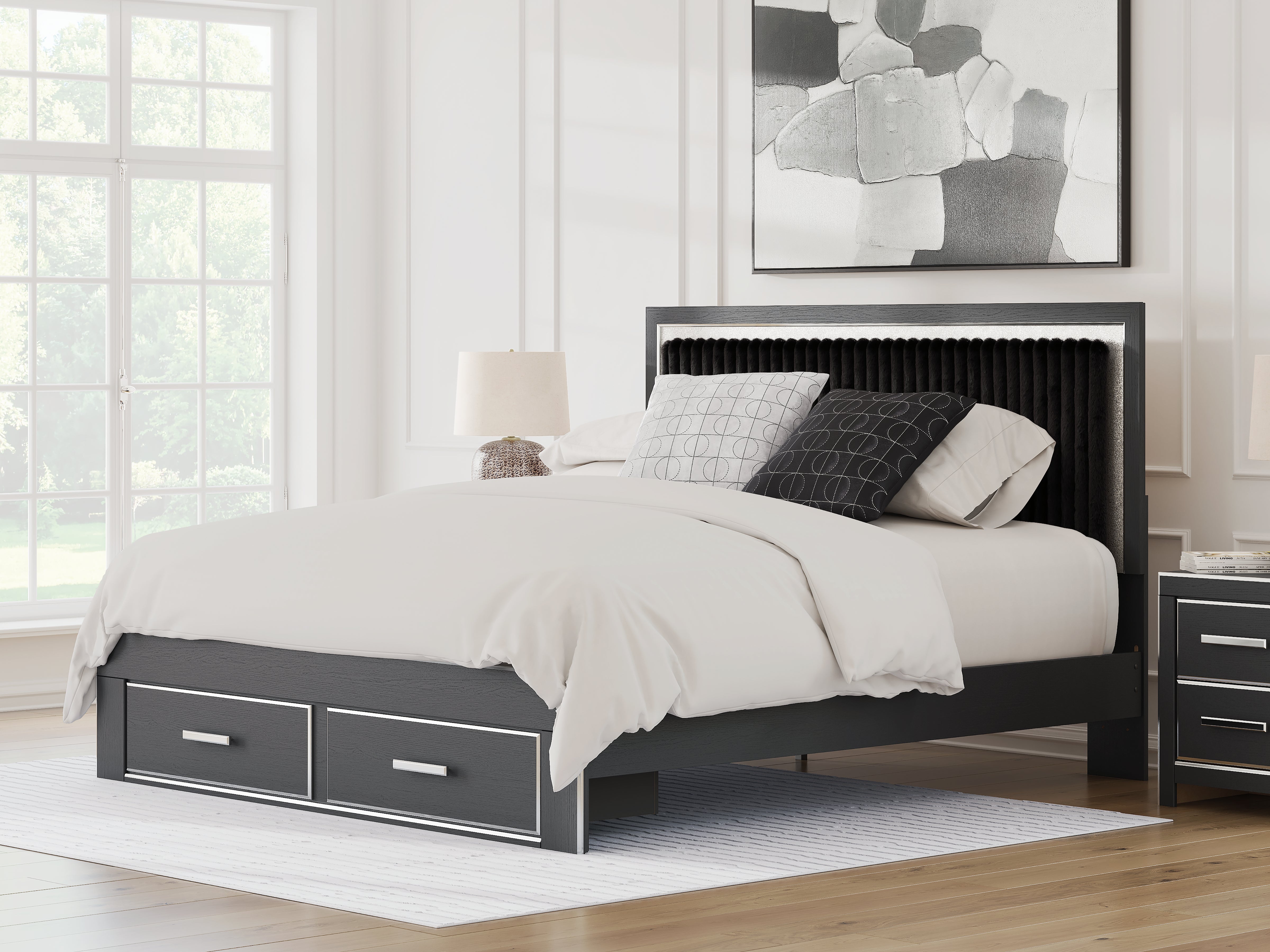 Furniture City Laplace - Ashley Furniture - Zuraleus King Upholstered Panel Storage Bed - King Upholstered Panel Storage Bed / Black - PCB3380B11