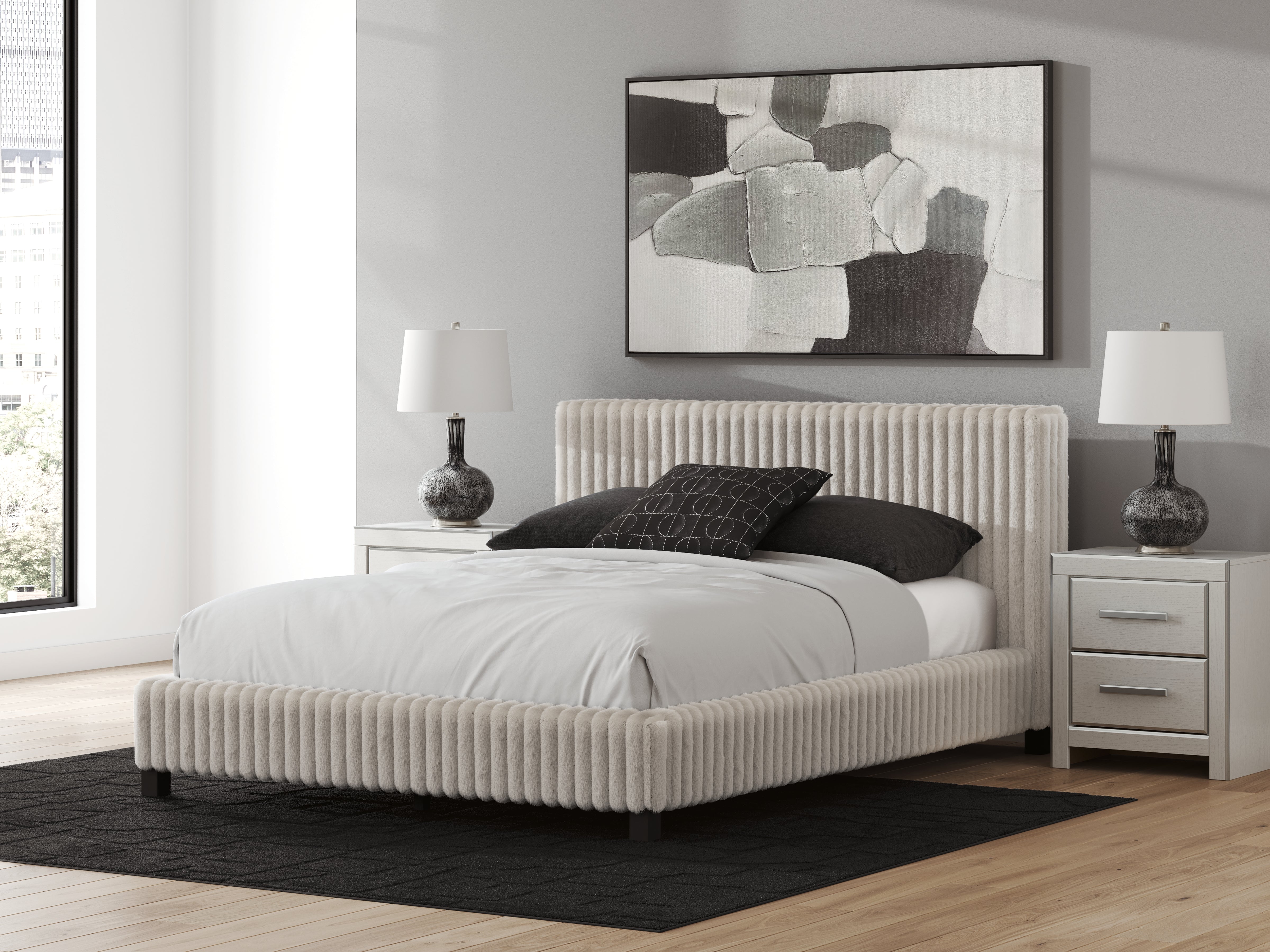 Furniture City Laplace - Ashley Furniture - Zuraleus Queen Upholstered Bed - Queen Upholstered Bed / White - PCB3381B11