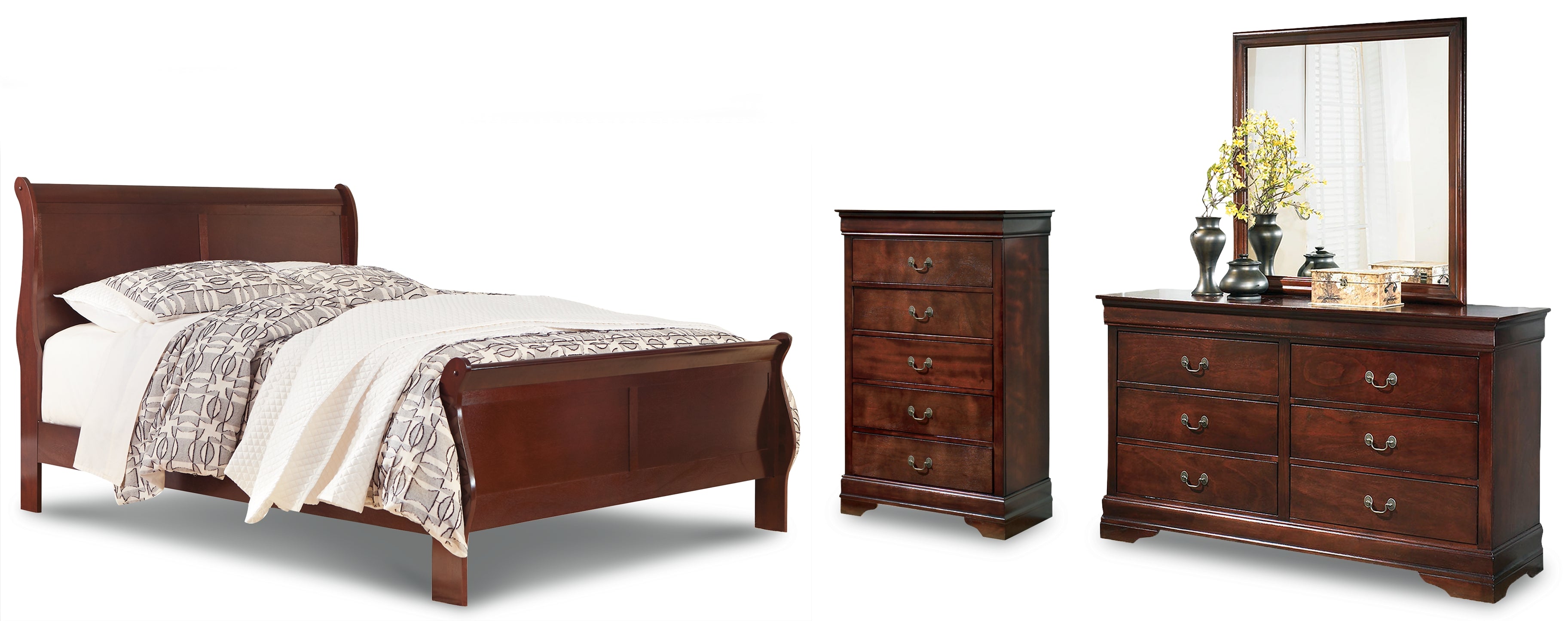 Furniture City Laplace - Ashley Furniture - Alisdair Queen Sleigh Bed, Dresser, Mirror, and Chest - Queen Sleigh Bed, Dresser, Mirror, and Chest - B376B15