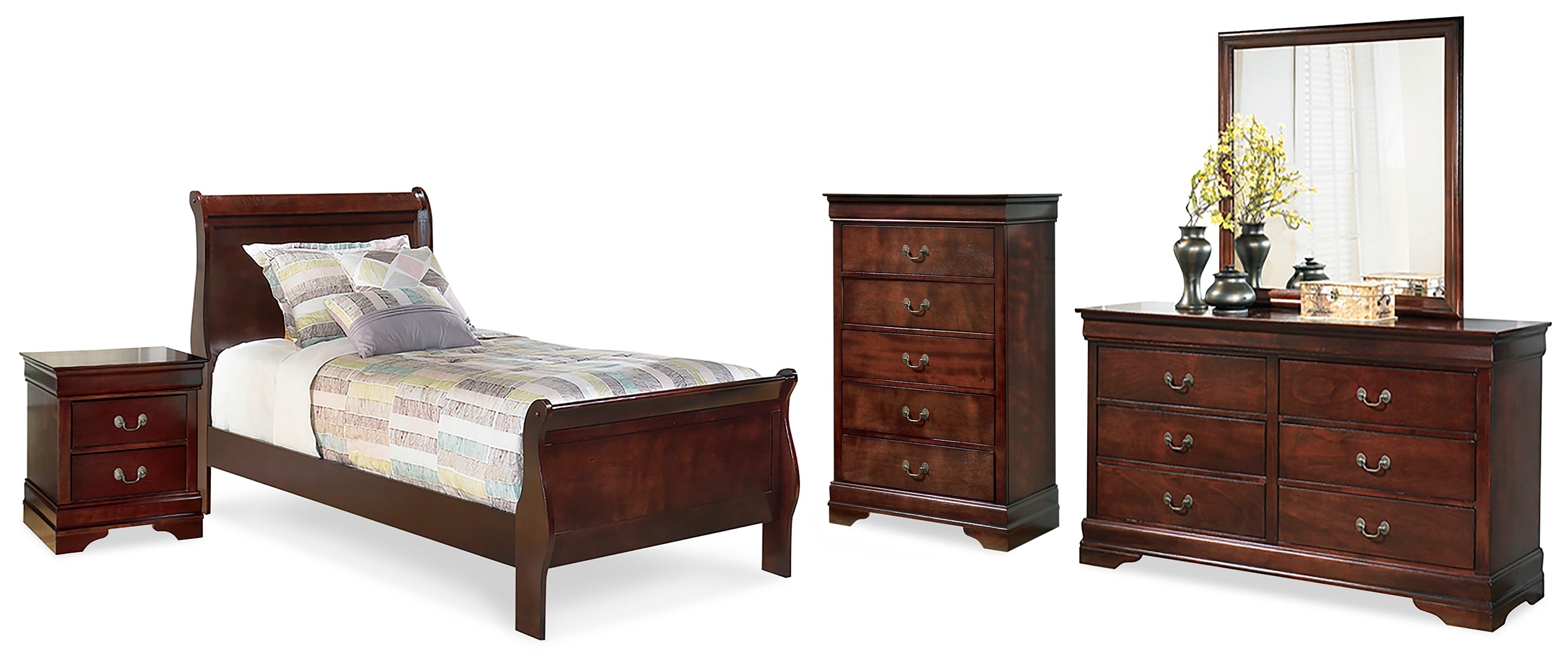 Furniture City Laplace - Ashley Furniture - Alisdair Twin Sleigh Bed, Dresser, Mirror, Chest and Nightstand - Twin Sleigh Bed, Dresser, Mirror, Chest and Nightstand - B376B24