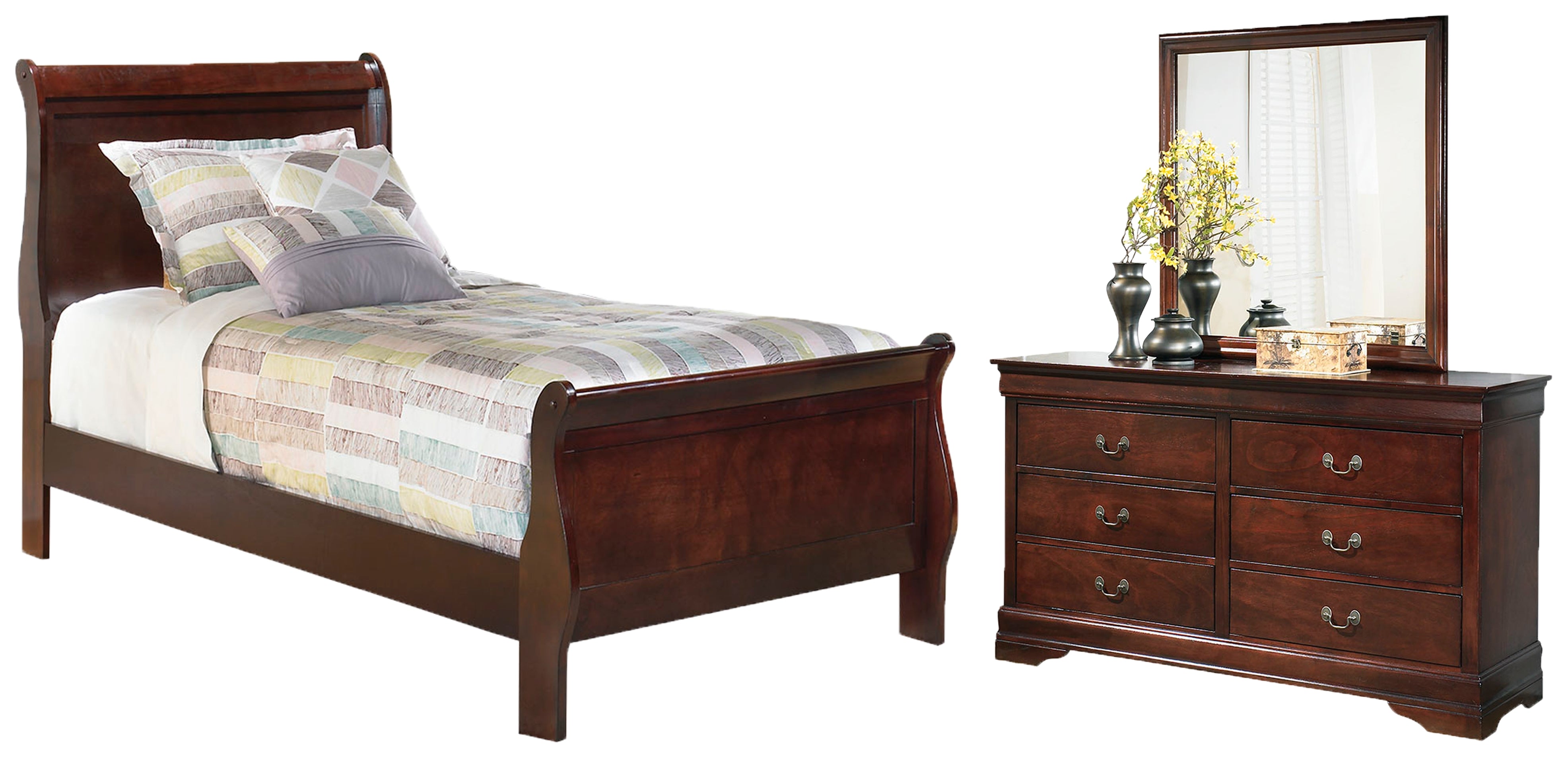 Furniture City Laplace - Ashley Furniture - Alisdair Twin Sleigh Bed, Dresser and Mirror - Twin Sleigh Bed, Dresser and Mirror - B376B6