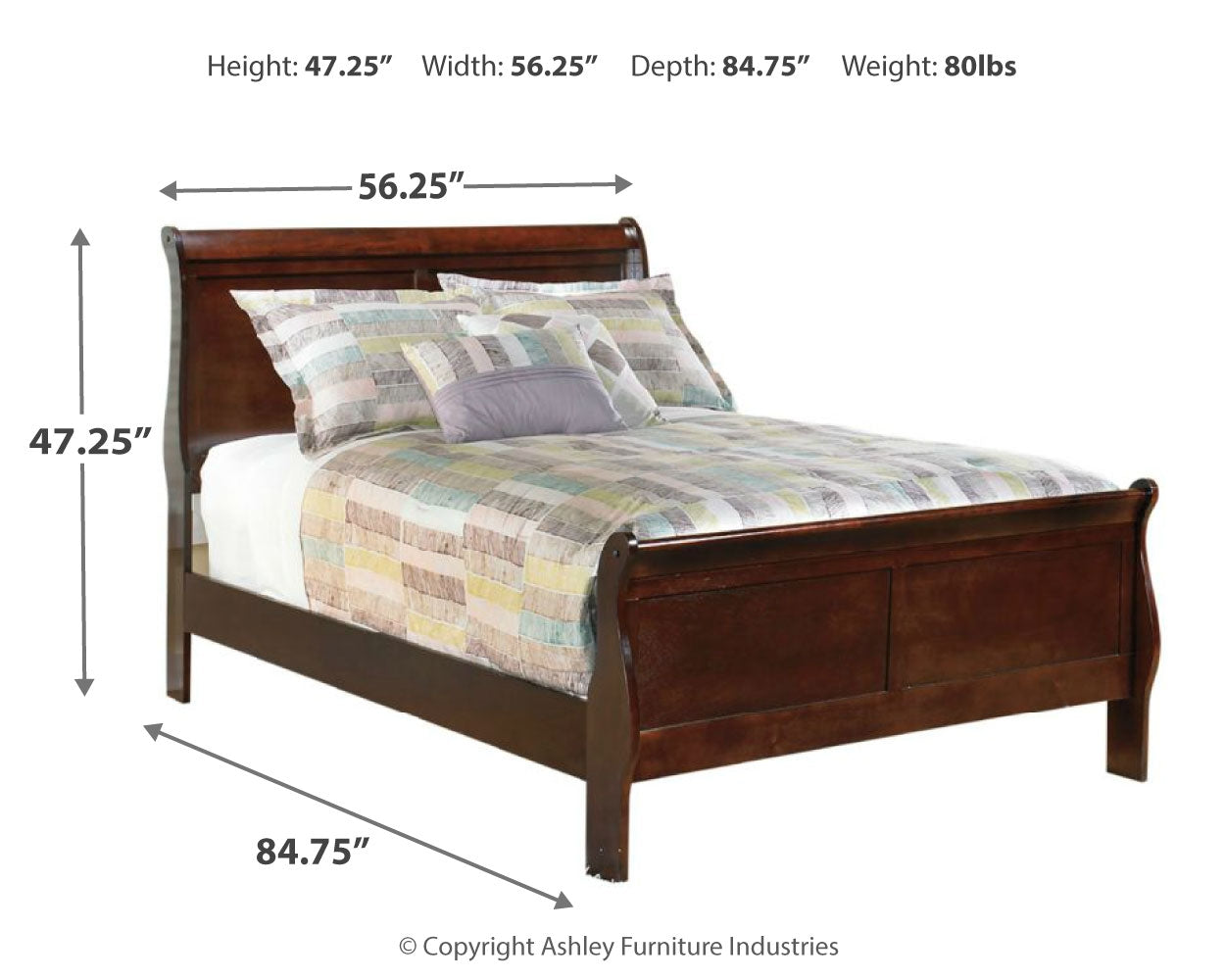 Furniture City Laplace - Ashley Furniture - Alisdair Bedroom - King Sleigh Bed / Reddish Brown - B376B8