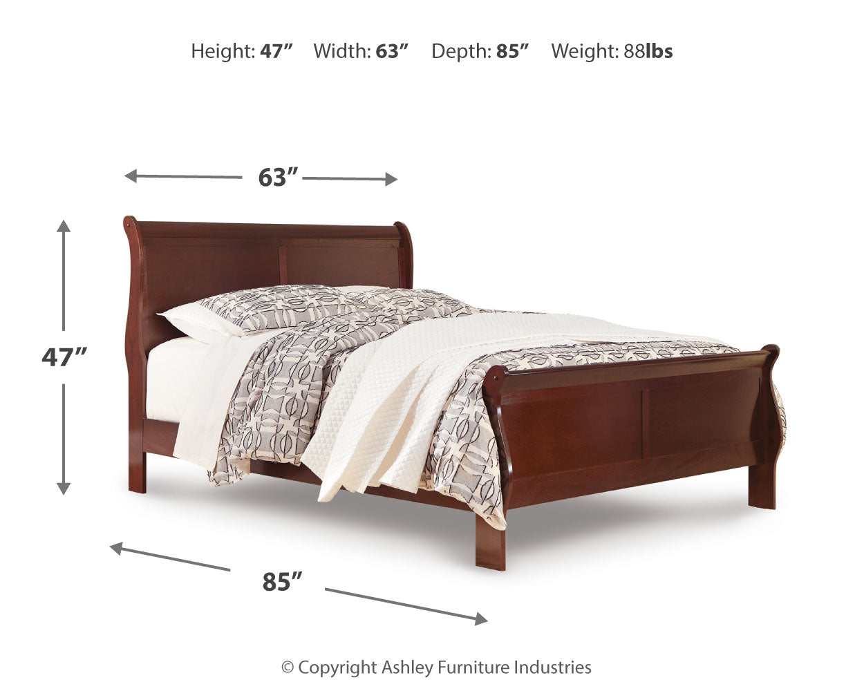 Furniture City Laplace - Ashley Furniture - Alisdair Bedroom - Queen Sleigh Bed / Reddish Brown - B376B2