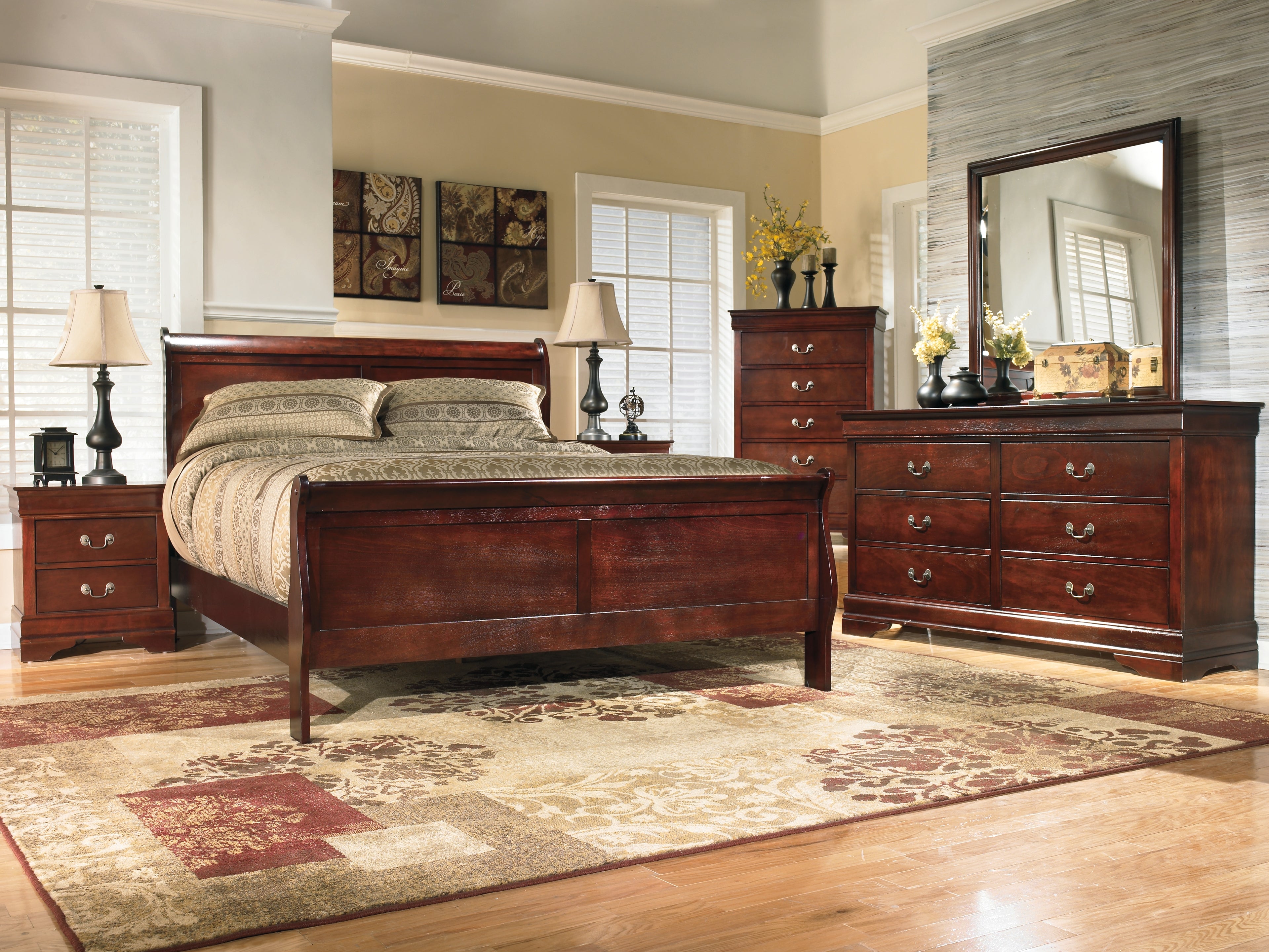 Furniture City Laplace - Ashley Furniture - Alisdair Bedroom - Dresser and Mirror / Reddish Brown - B376B1