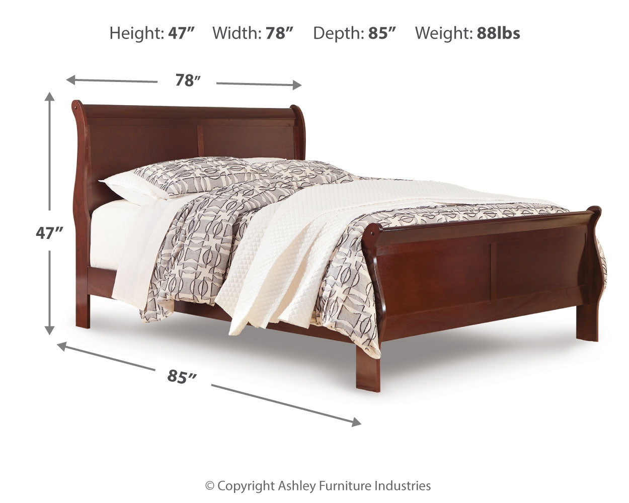 Furniture City Laplace - Ashley Furniture - Alisdair Bedroom - King Sleigh Bed / Reddish Brown - B376B8