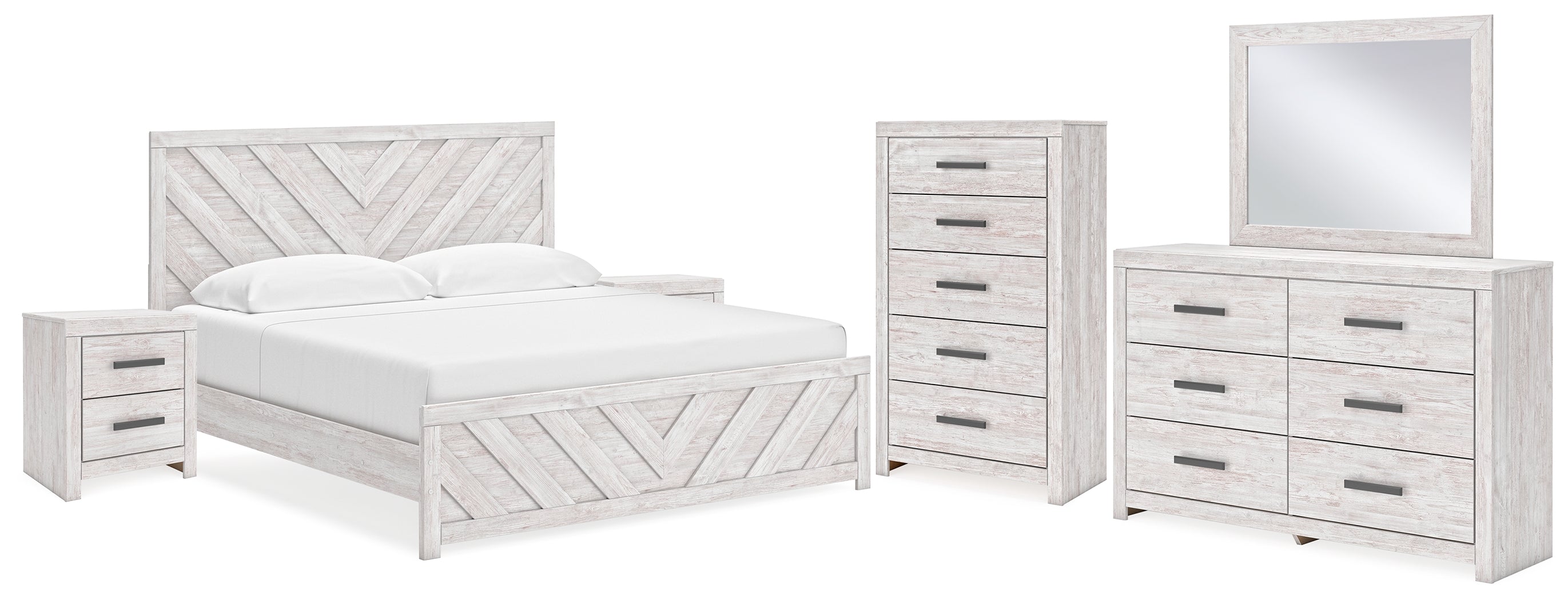 Furniture City Laplace - Ashley Furniture - Cayboni King Panel Bed, Dresser, Mirror, Chest and 2 Nightstands - King Panel Bed, Dresser, Mirror, Chest and 2 Nightstands - B3788B12