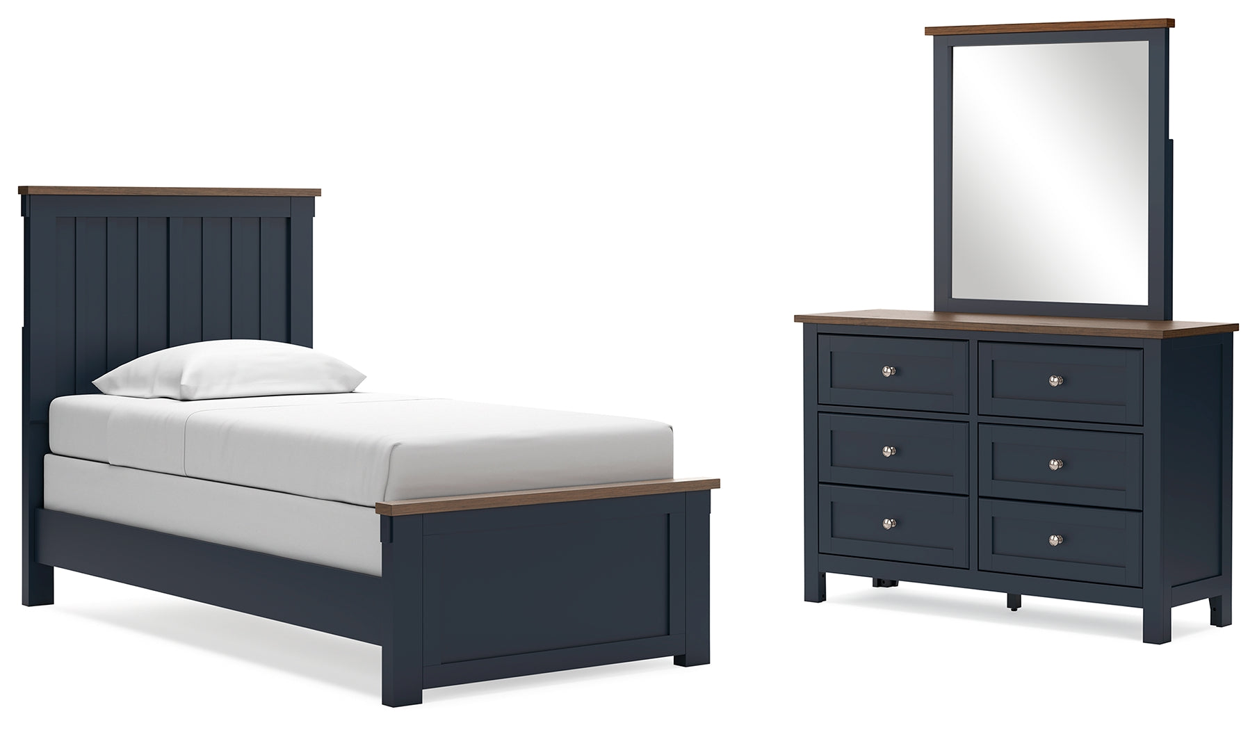 Furniture City Laplace - Ashley Furniture - Landocken Twin Panel Bed, Dresser and Mirror - Twin Panel Bed, Dresser and Mirror - B414B6