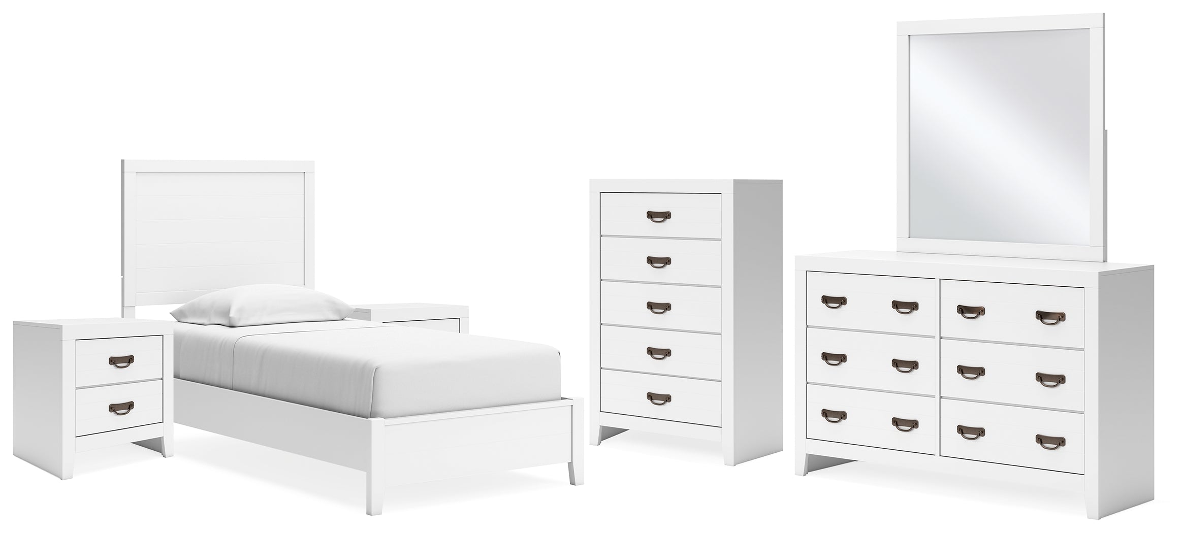 Furniture City Laplace - Ashley Furniture - Binterglen Twin Panel Bed, Dresser, Mirror, Chest and 2 Nightstands - Twin Panel Bed, Dresser, Mirror, Chest and 2 Nightstands - B427B19