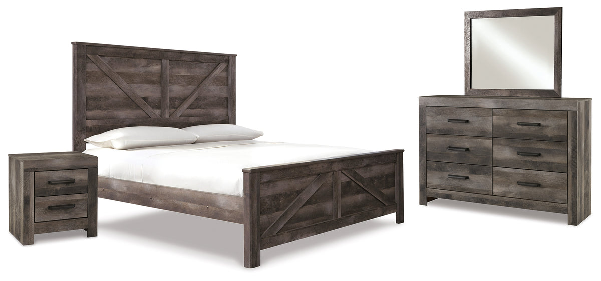 Furniture City Laplace - Ashley Furniture - Wynnlow King Crossbuck Panel Bed, Dresser, Mirror and Nightstand - King Crossbuck Panel Bed, Dresser, Mirror and Nightstand - B440B26