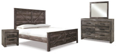 Furniture City Laplace - Ashley Furniture - Wynnlow King Crossbuck Panel Bed, Dresser, Mirror and Nightstand - King Crossbuck Panel Bed, Dresser, Mirror and Nightstand - B440B26