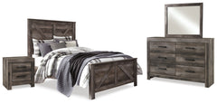 Furniture City Laplace - Ashley Furniture - Wynnlow Queen Crossbuck Panel Bed, Dresser, Mirror, and Nightstand - Queen Crossbuck Panel Bed, Dresser, Mirror, and Nightstand - B440B24