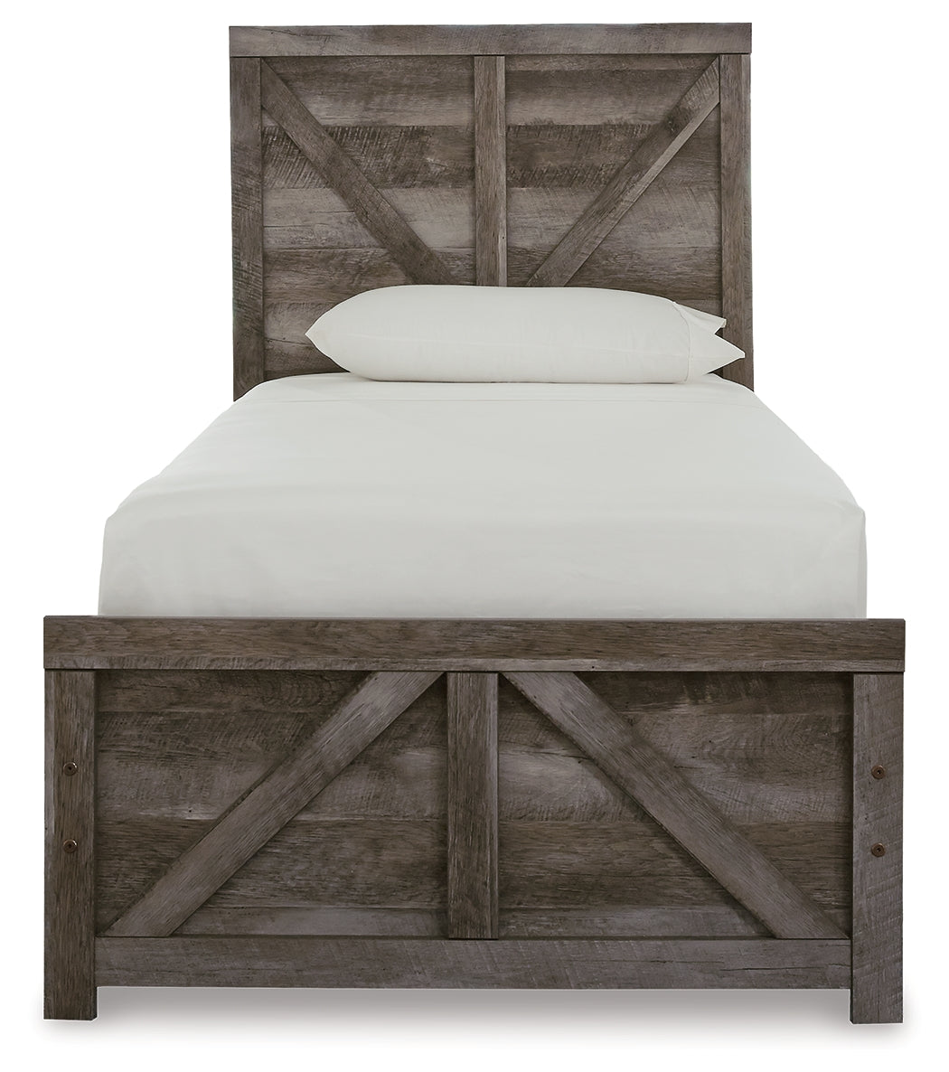 Furniture City Laplace - Ashley Furniture - Wynnlow Bedroom - Twin Crossbuck Panel Bed / Gray - B440B16