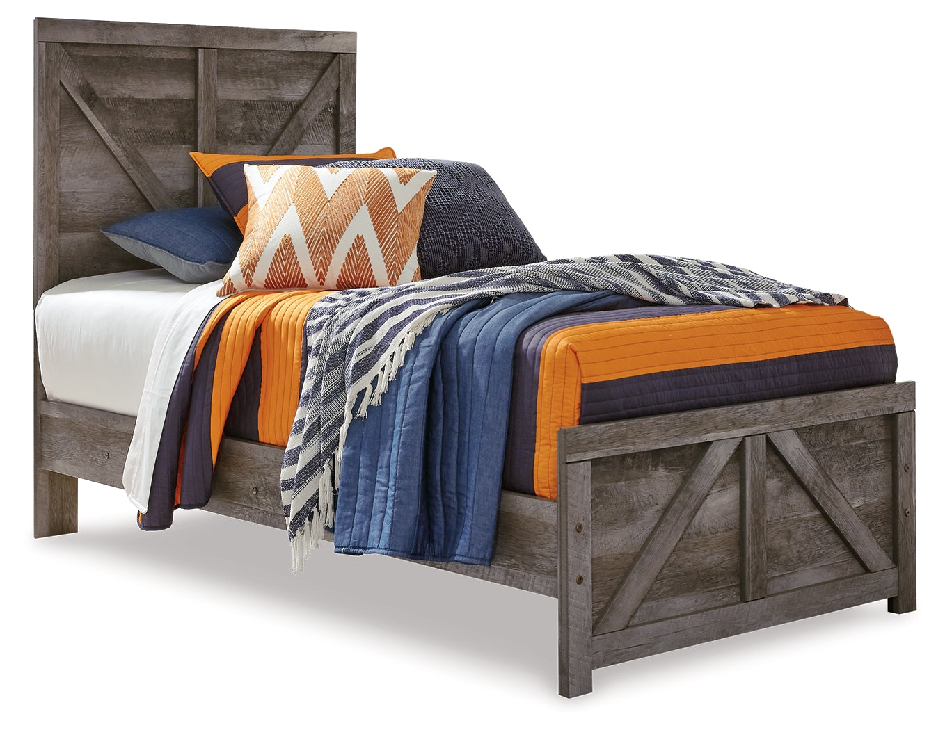 Furniture City Laplace - Ashley Furniture - Wynnlow Bedroom - Twin Crossbuck Panel Bed / Gray - B440B16