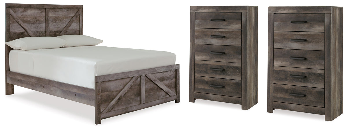 Furniture City Laplace - Ashley Furniture - Wynnlow Full Crossbuck Panel Bed and 2 Chests - Full Crossbuck Panel Bed and 2 Chests - B440B40