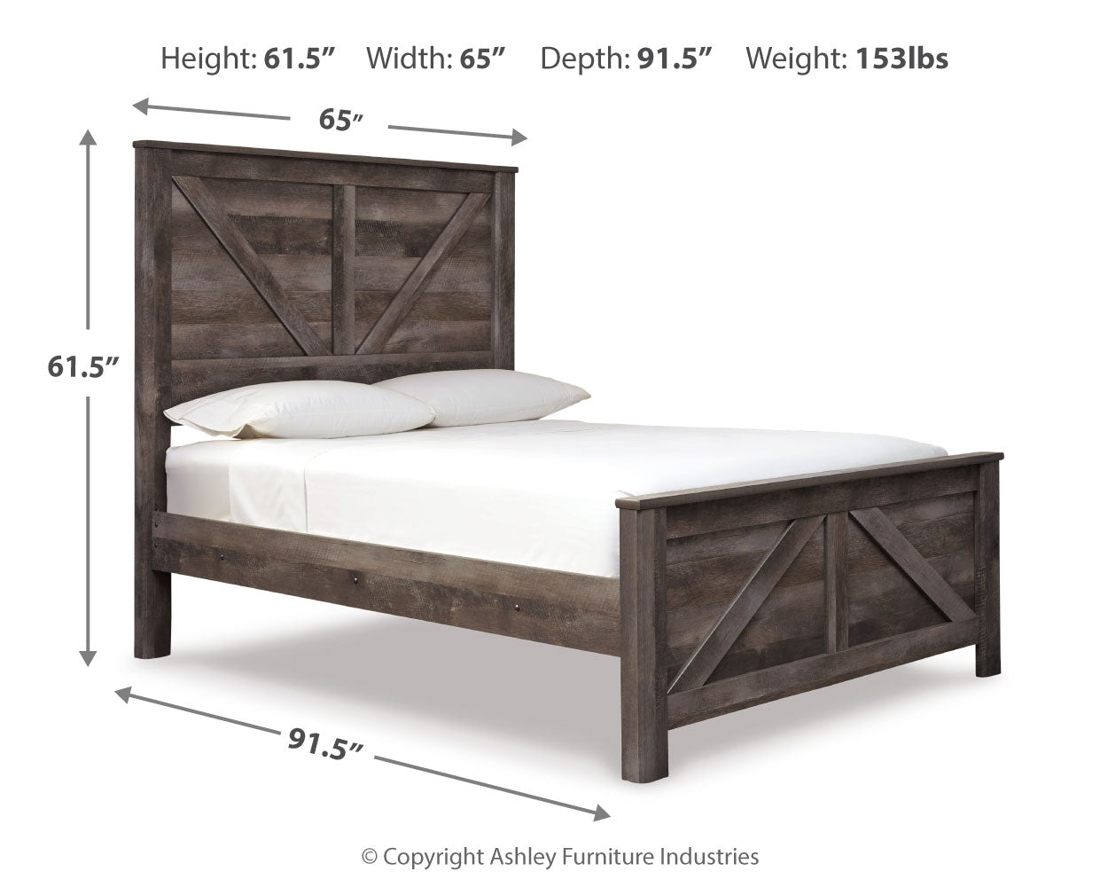 Furniture City Laplace - Ashley Furniture - Wynnlow Bedroom - Queen Crossbuck Panel Bed / Gray - B440B9
