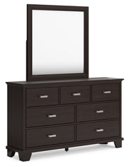 Covetown King Panel Bed, Dresser, Mirror and Nightstand