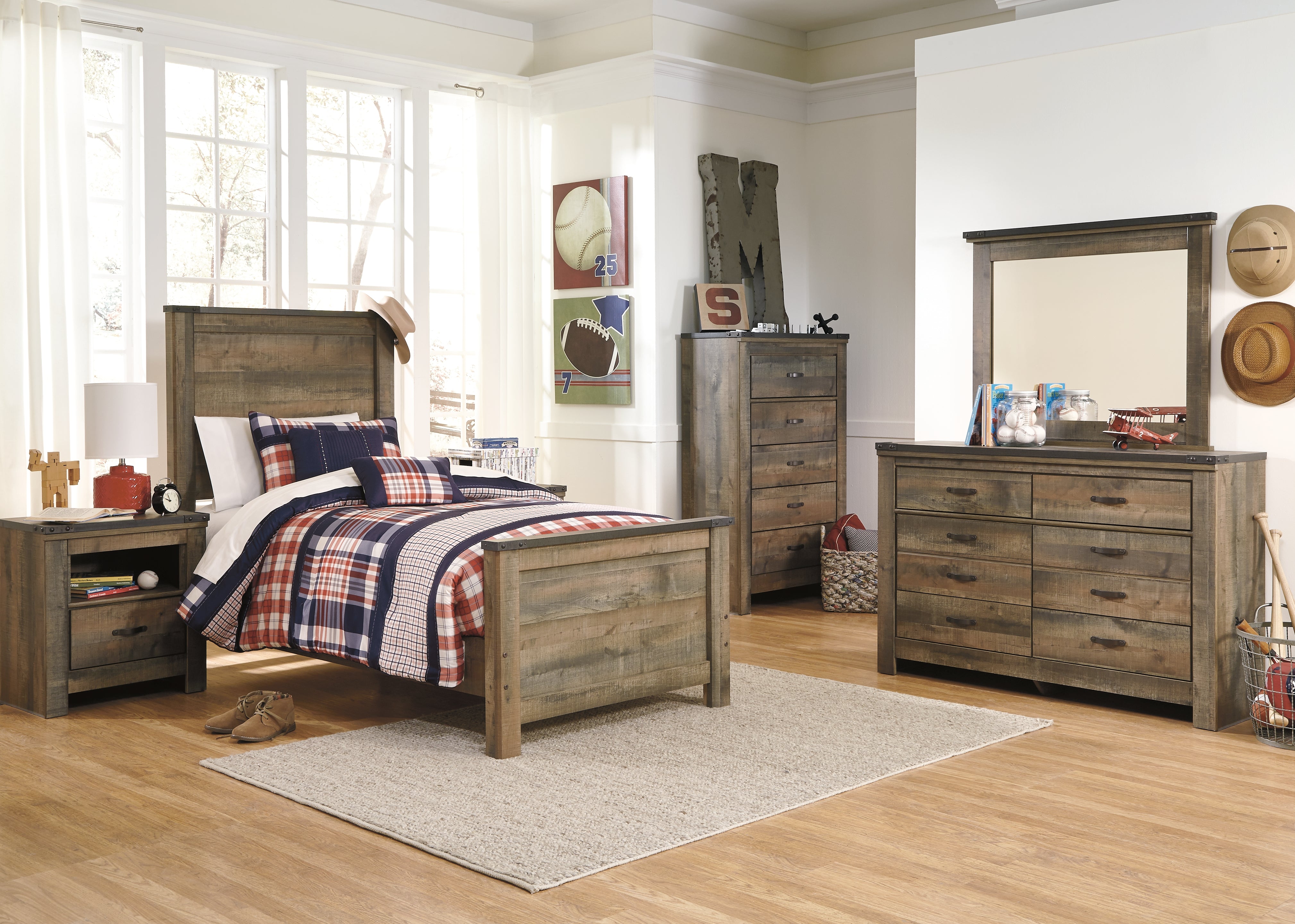 Furniture City Laplace - Ashley Furniture - Trinell Bedroom - Twin Panel Bed / Brown - B446B2