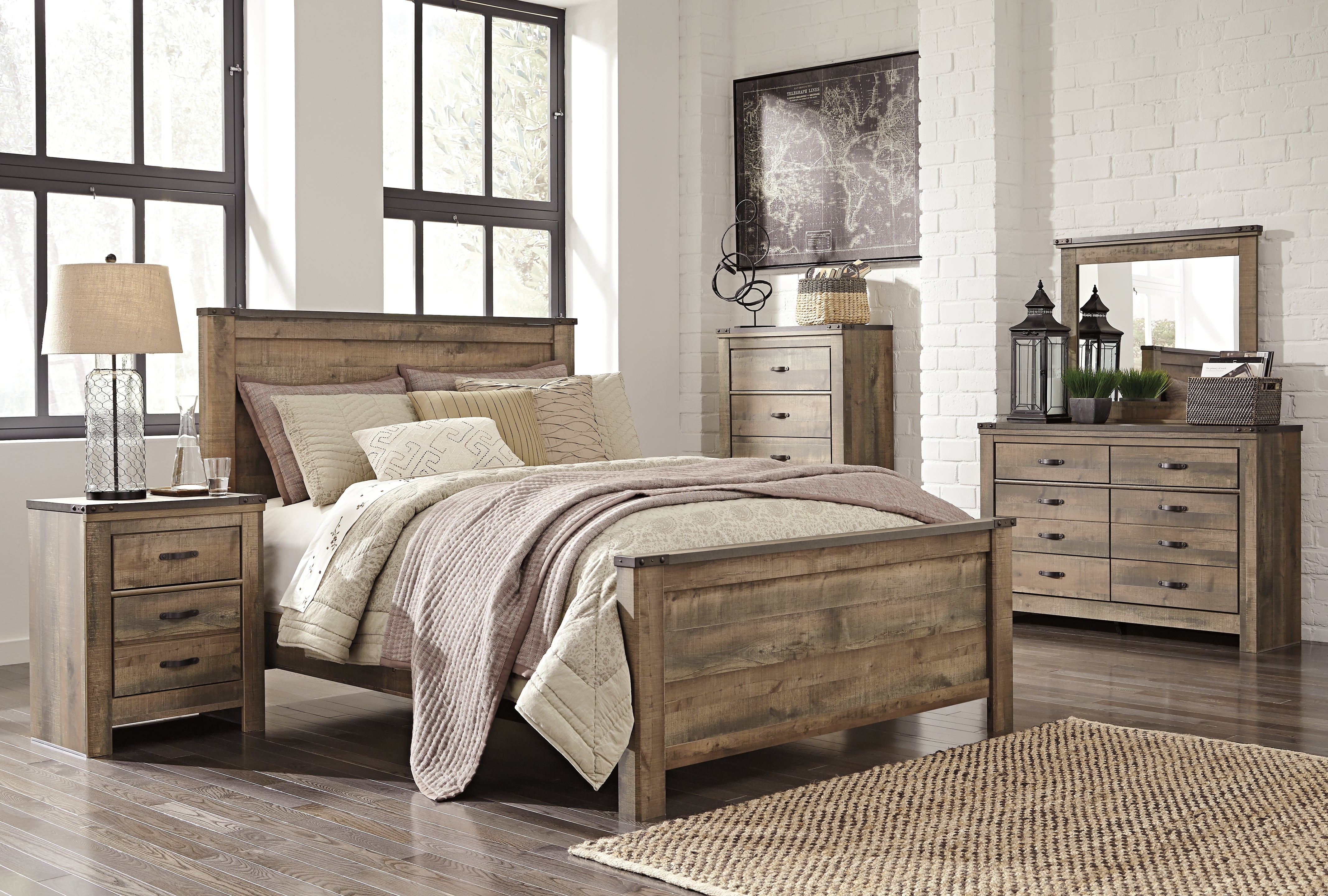 Furniture City Laplace - Ashley Furniture - Trinell Bedroom - Two Drawer Night Stand / Brown - B446-92