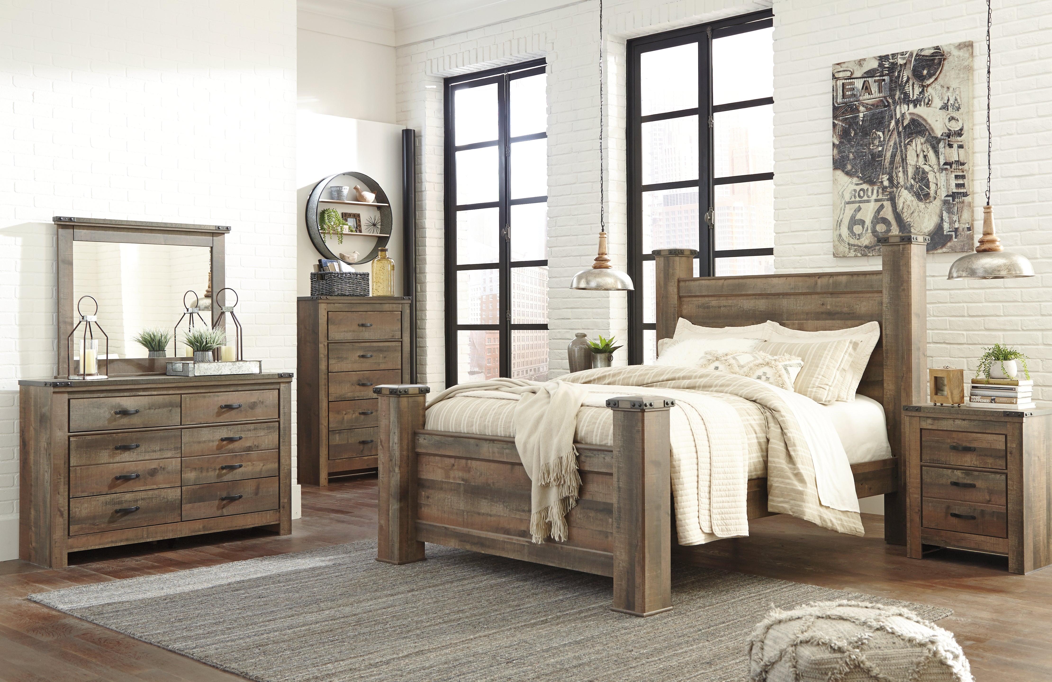 Furniture City Laplace - Ashley Furniture - Trinell Bedroom - Queen Poster Bed / Brown - B446B40