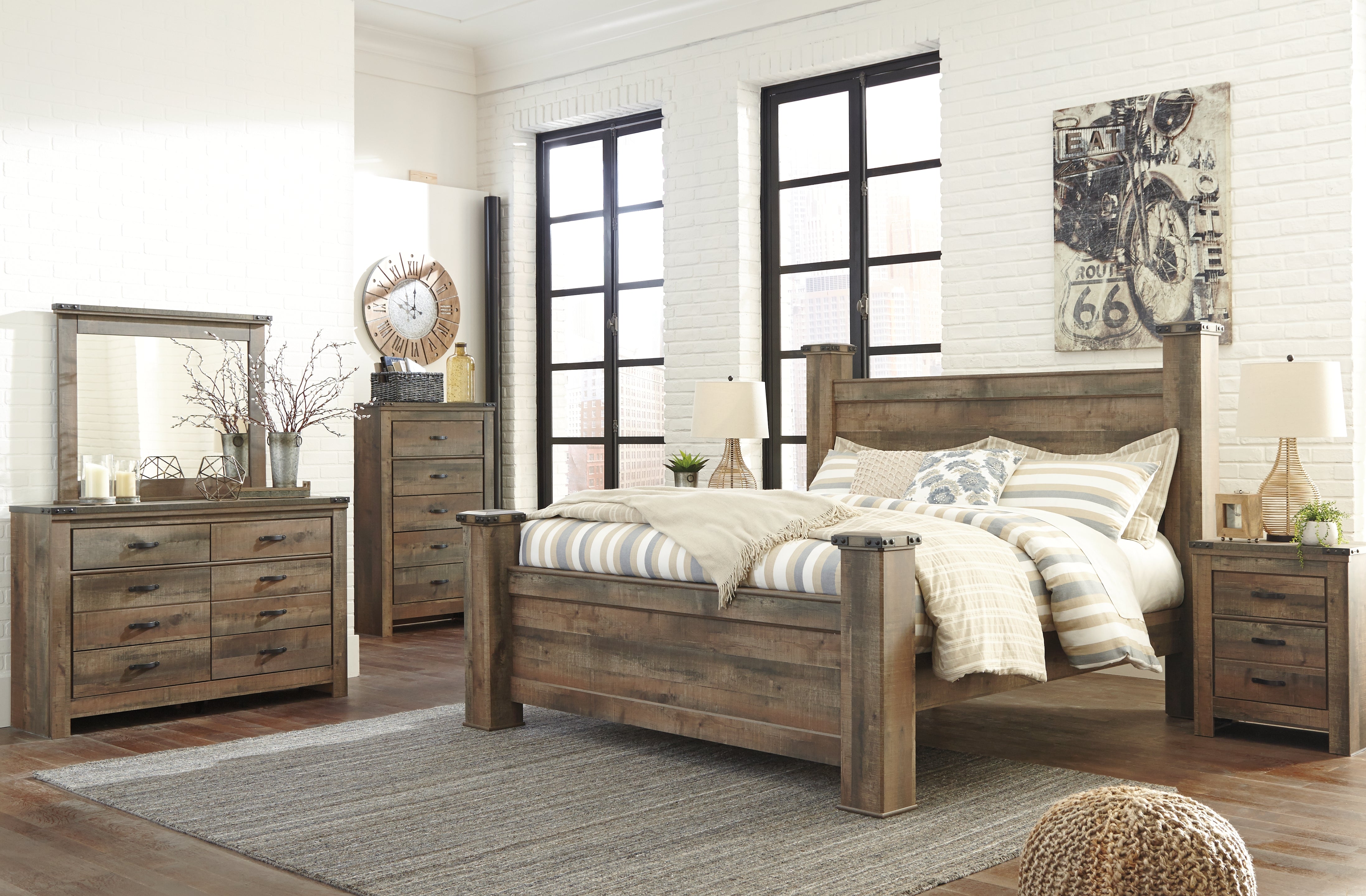 Furniture City Laplace - Ashley Furniture - Trinell Bedroom - King Poster Bed / Brown - B446B45