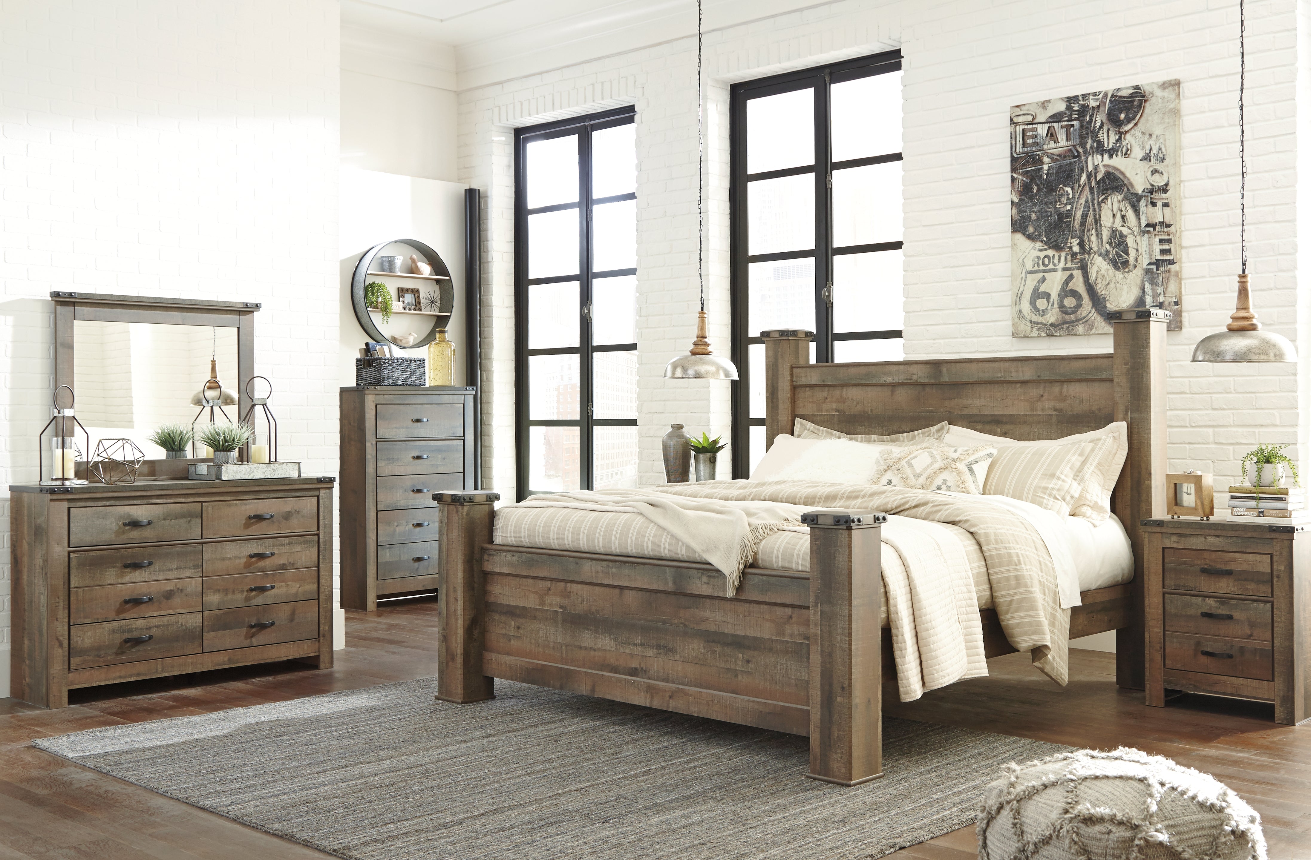 Furniture City Laplace - Ashley Furniture - Trinell Bedroom - King Poster Bed / Brown - B446B45