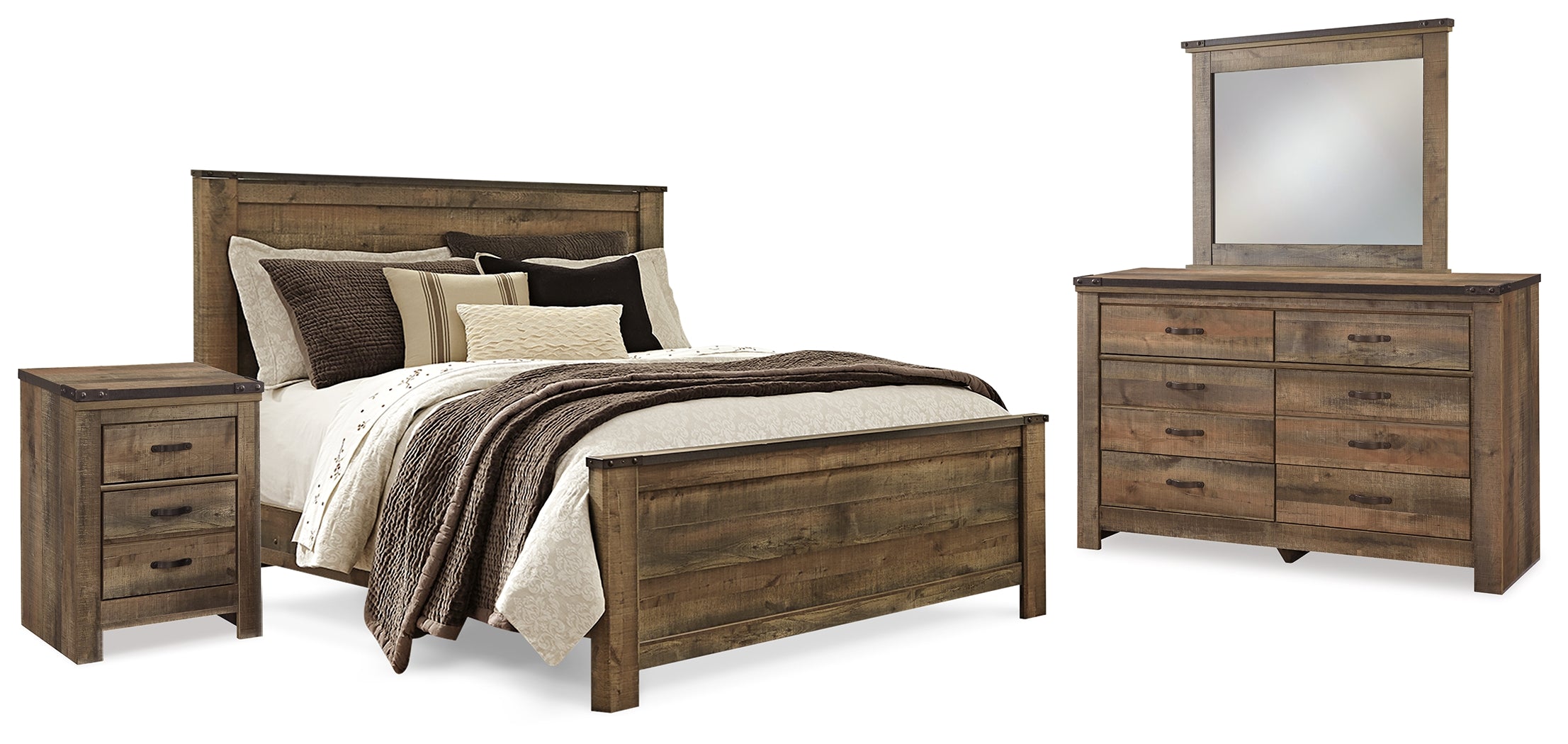 Furniture City Laplace - Ashley Furniture - Trinell Queen Panel Bed, Dresser, Mirror and Nightstand - Queen Panel Bed, Dresser, Mirror and Nightstand - B446B88