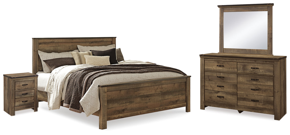 Furniture City Laplace - Ashley Furniture - Trinell King Panel Bed, Dresser, Mirror and 2 Nightstands - King Panel Bed, Dresser, Mirror and 2 Nightstands - B446B74