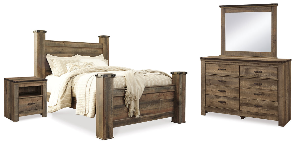 Furniture City Laplace - Ashley Furniture - Trinell Queen Poster Bed, Dresser, Mirror and Nightstand - Queen Poster Bed, Dresser, Mirror and Nightstand - B446B76