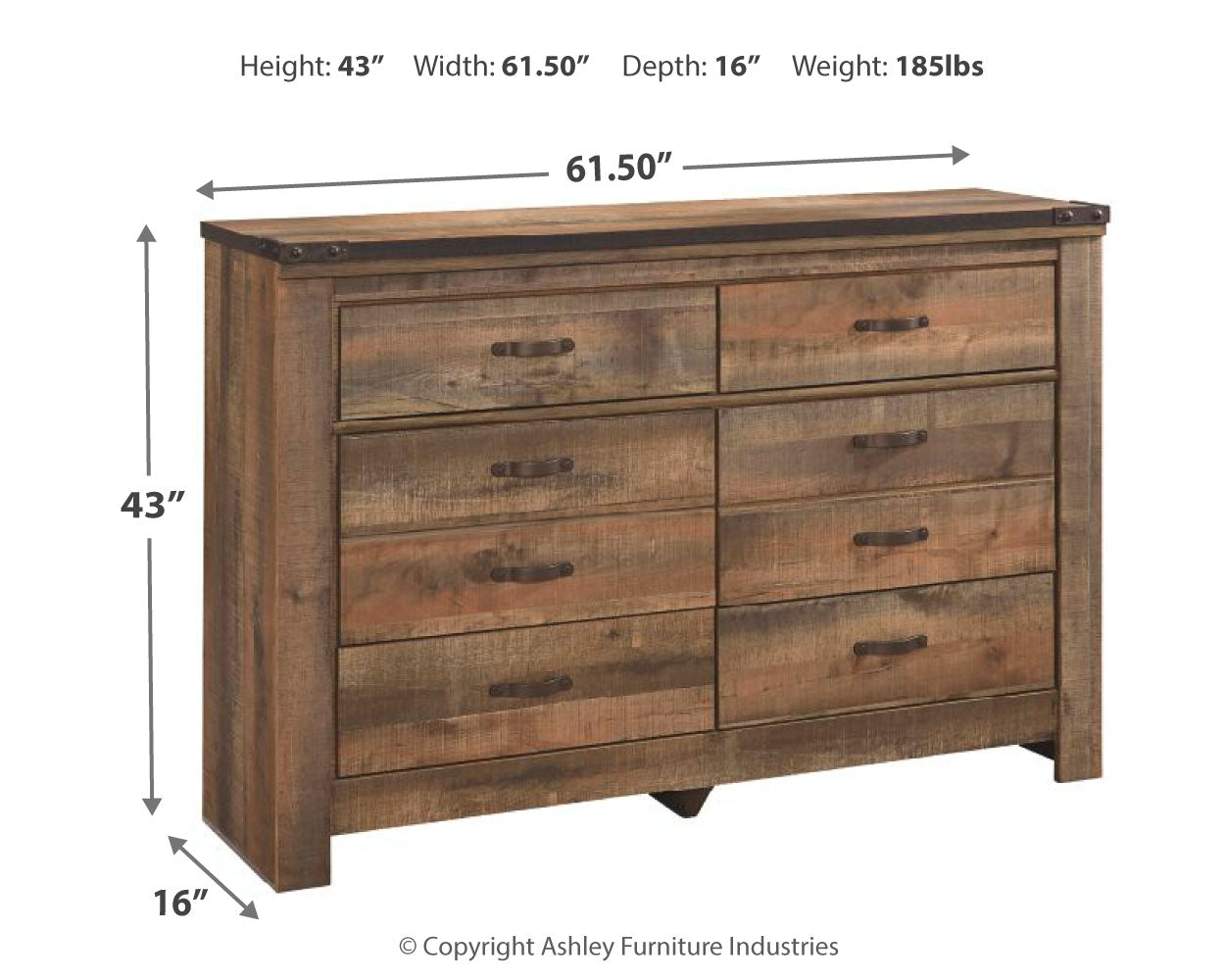 Furniture City Laplace - Ashley Furniture - Trinell Bedroom - Six Drawer Dresser / Brown - B446-31