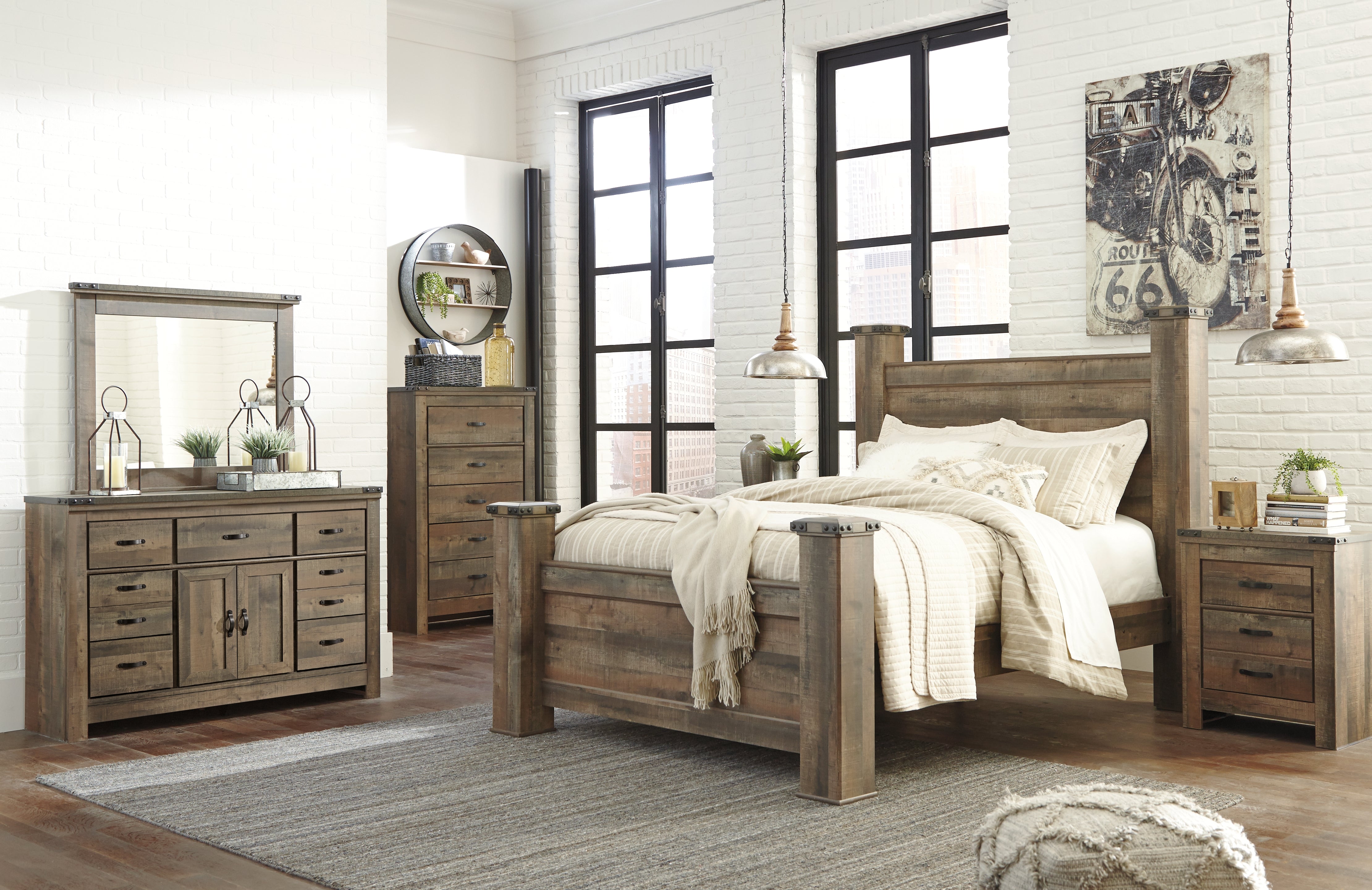 Furniture City Laplace - Ashley Furniture - Trinell Bedroom - Queen Poster Bed / Brown - B446B40