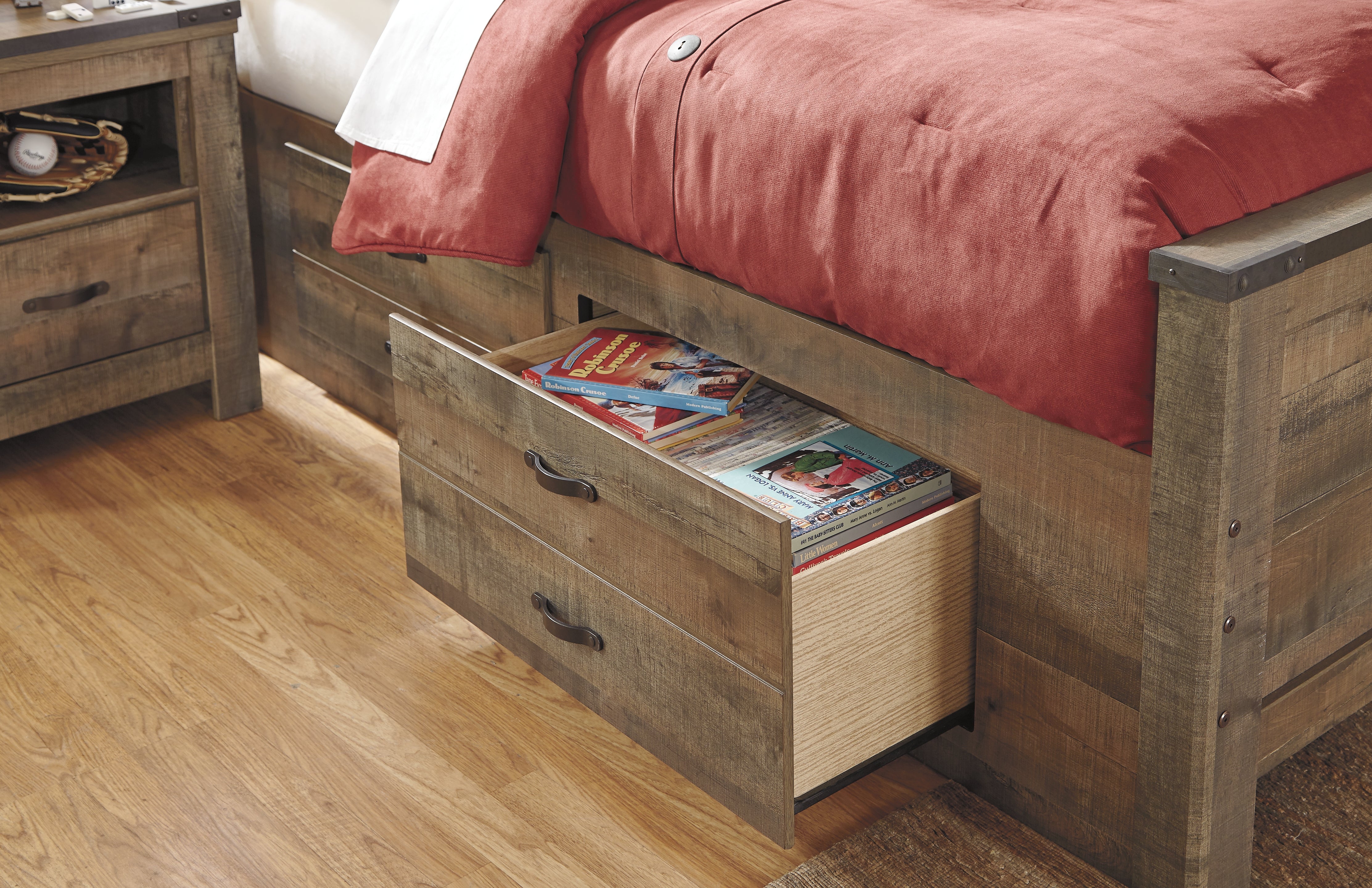 Furniture City Laplace - Ashley Furniture - Trinell Bedroom - Full Bookcase Bed with 2 Storage Drawers / Brown - B446B16