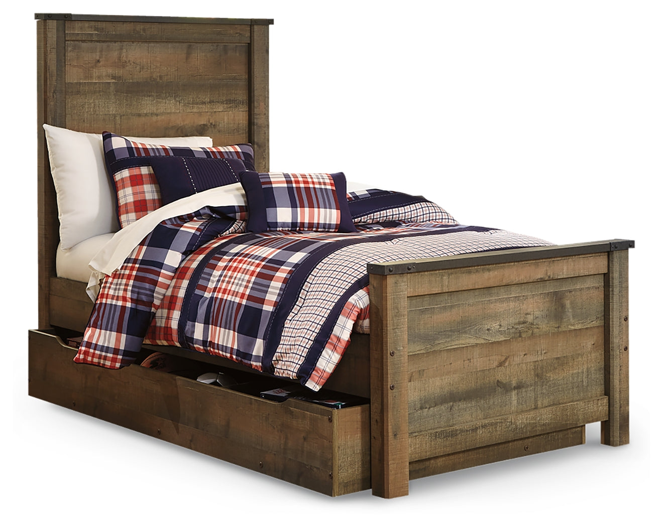 Furniture City Laplace - Ashley Furniture - Trinell Bedroom - Twin Panel Bed with 1 Large Storage Drawer / Brown - B446B8