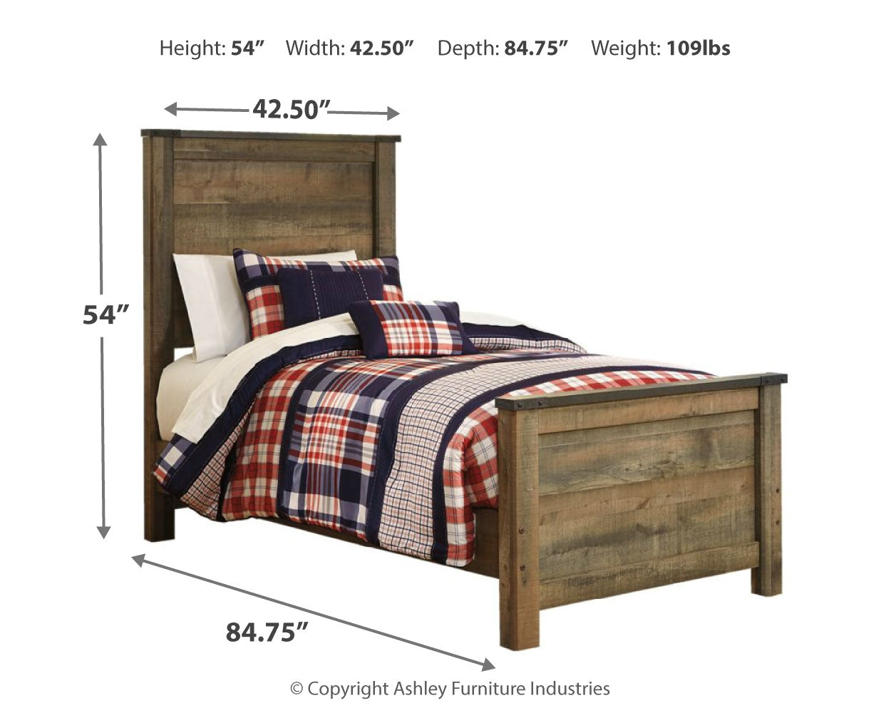 Furniture City Laplace - Ashley Furniture - Trinell Bedroom - Twin Panel Bed / Brown - B446B2