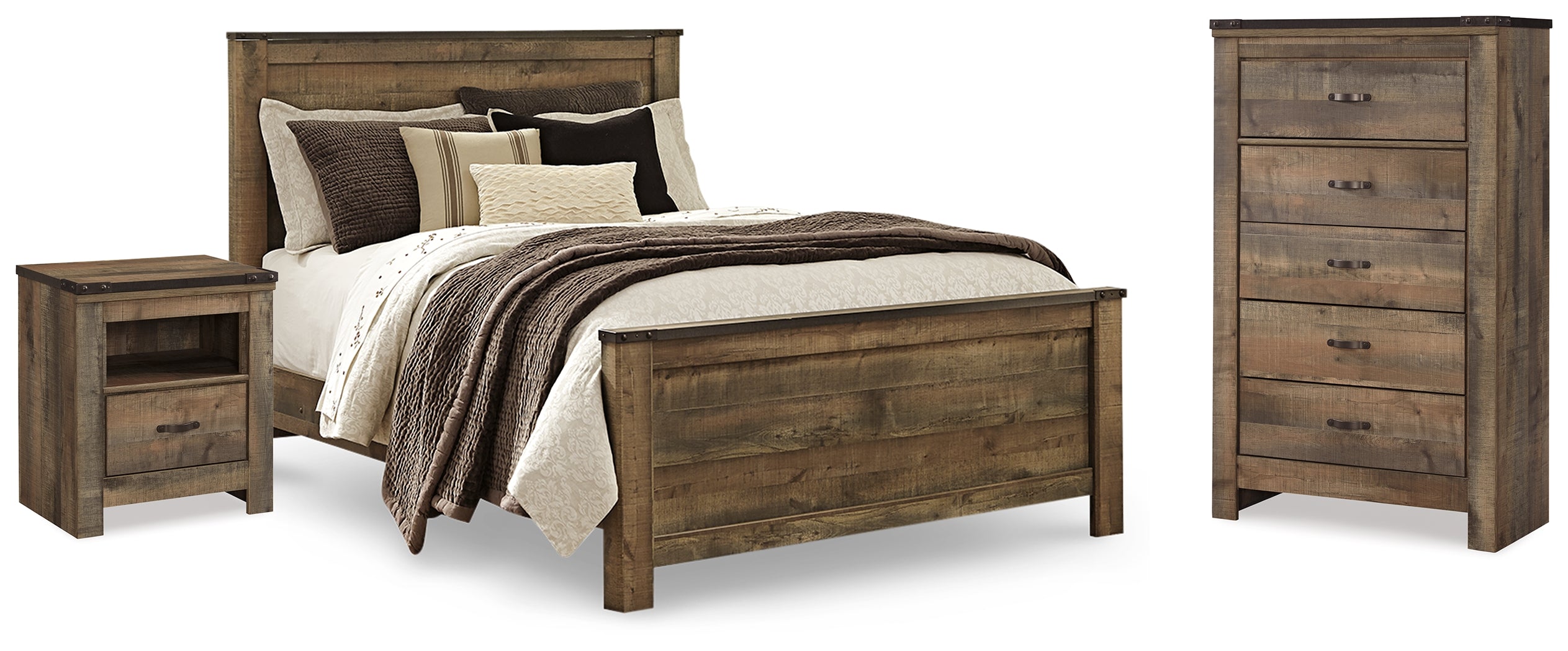 Furniture City Laplace - Ashley Furniture - Trinell Queen Panel Bed, Chest and 2 Nightstands - Queen Panel Bed, Chest and 2 Nightstands - B446B59