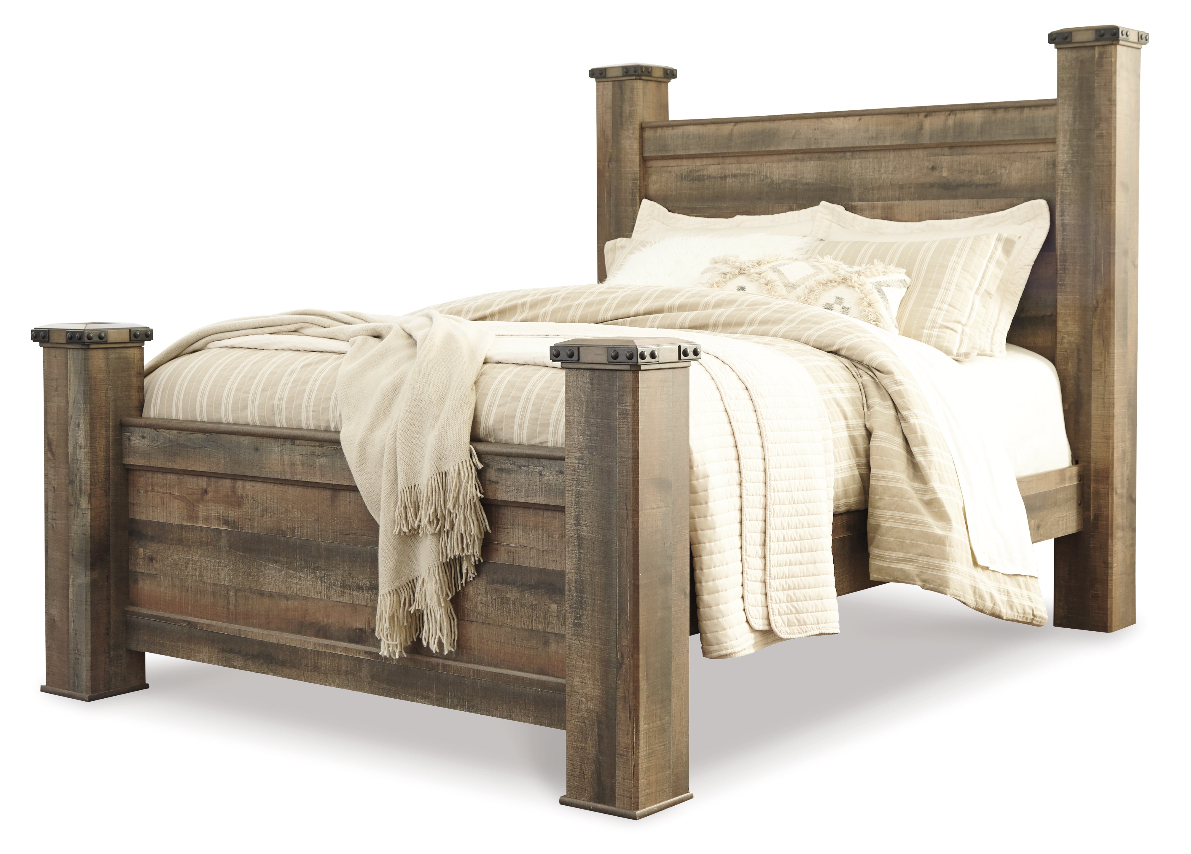 Furniture City Laplace - Ashley Furniture - Trinell Bedroom - Queen Poster Bed / Brown - B446B40