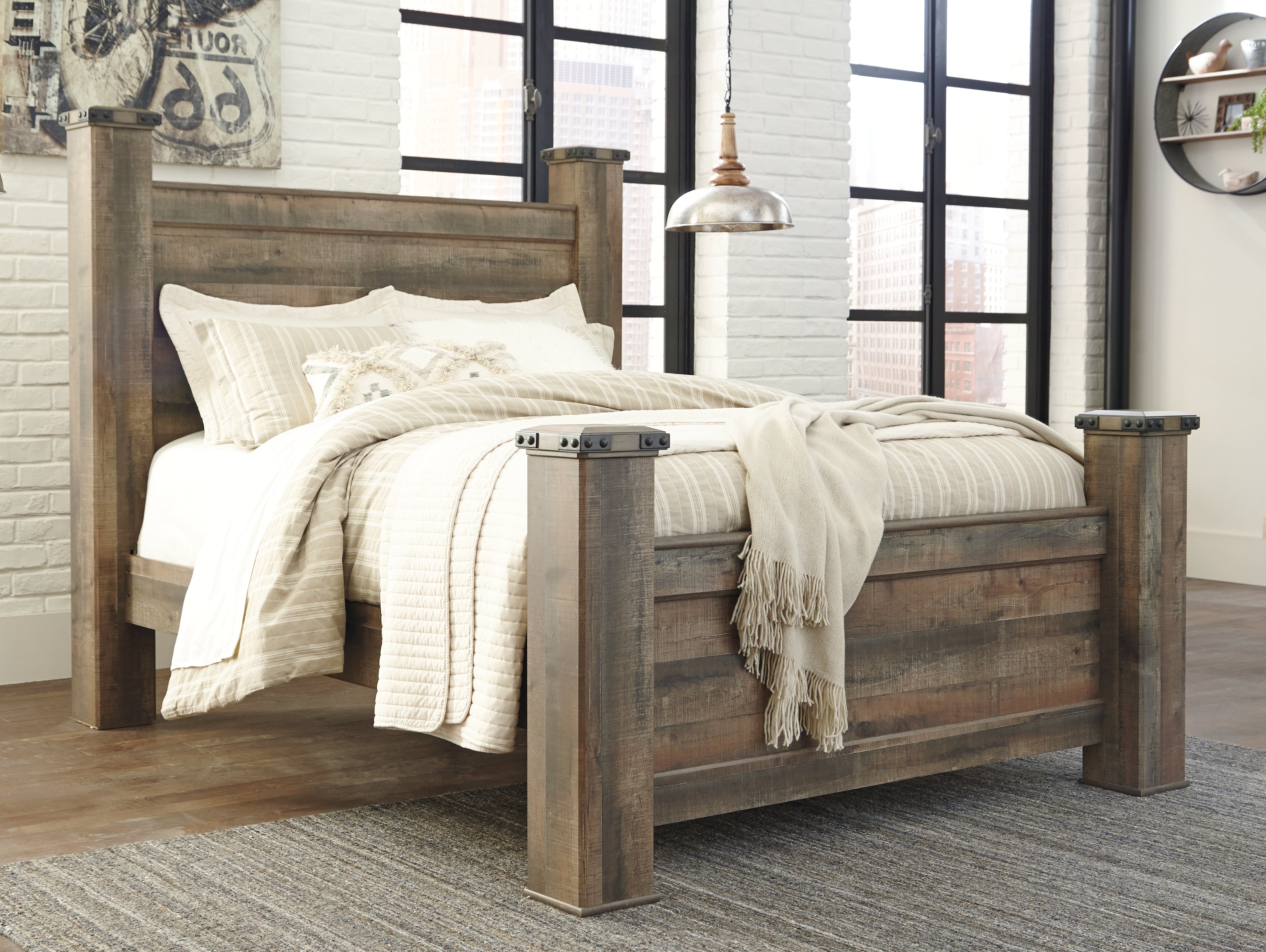 Furniture City Laplace - Ashley Furniture - Trinell Bedroom - Queen Poster Bed / Brown - B446B40