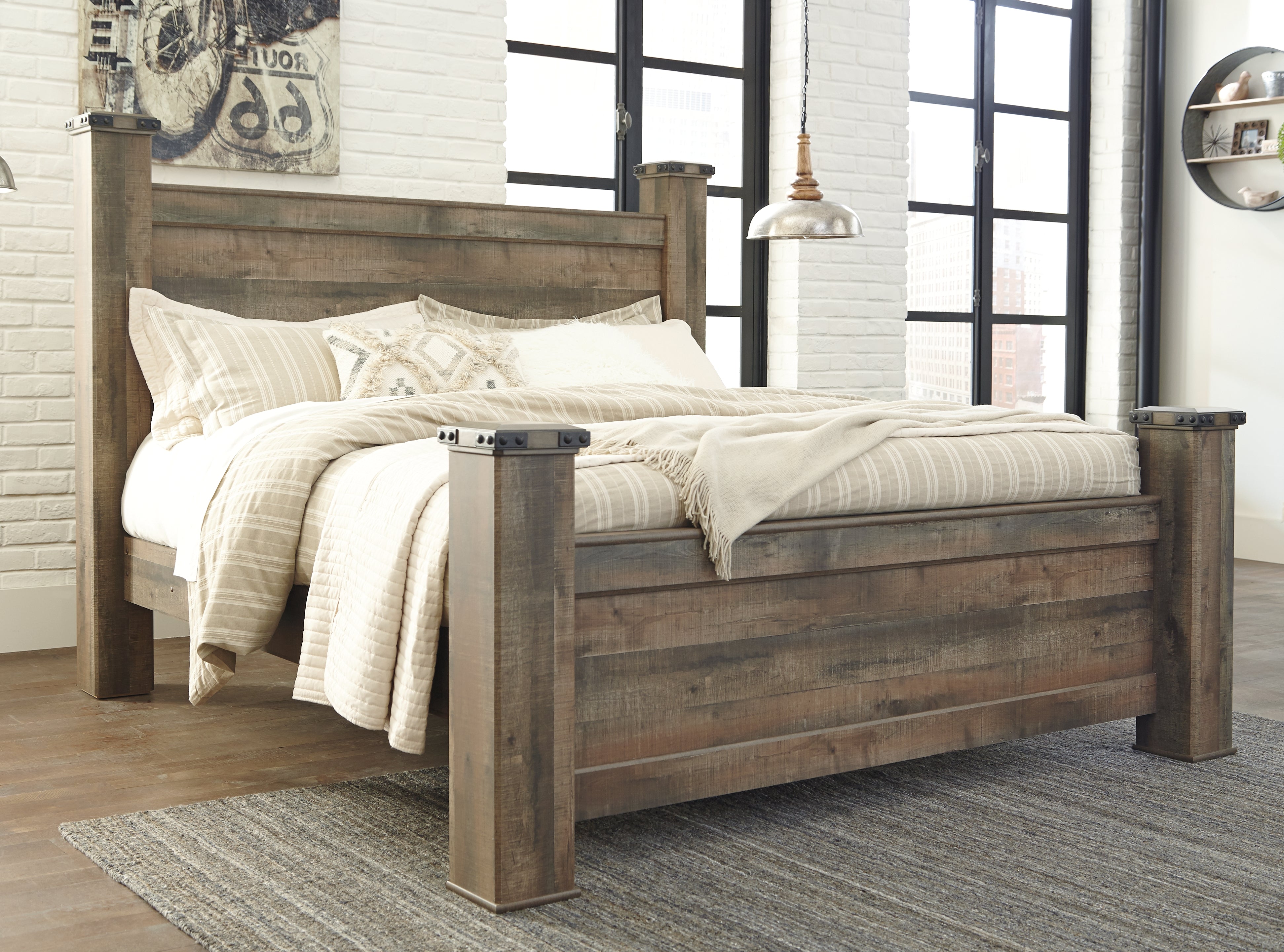 Furniture City Laplace - Ashley Furniture - Trinell Bedroom - King Poster Bed / Brown - B446B45