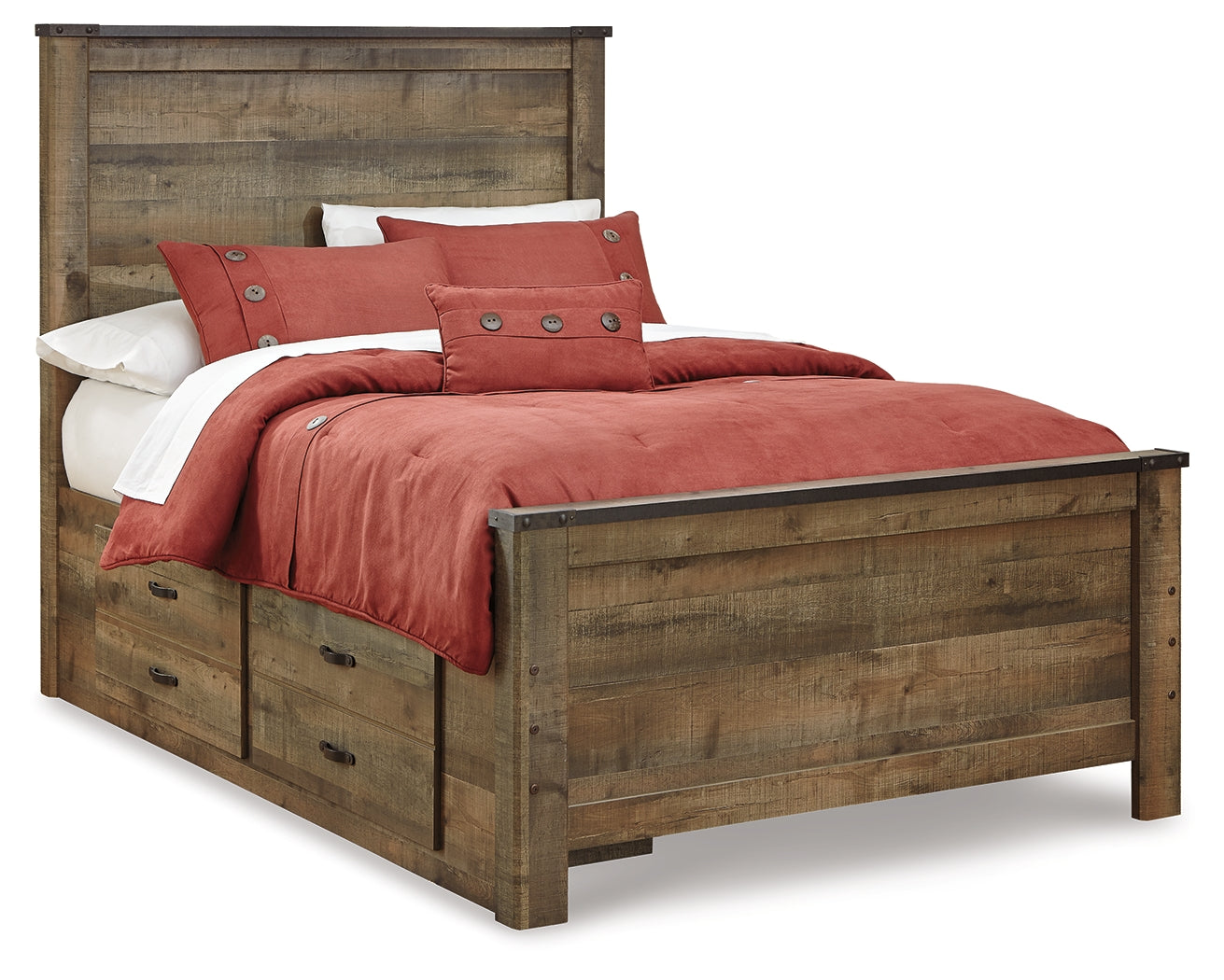 Furniture City Laplace - Ashley Furniture - Trinell Bedroom - Full Panel Bed with 2 Storage Drawers / Brown - B446B10