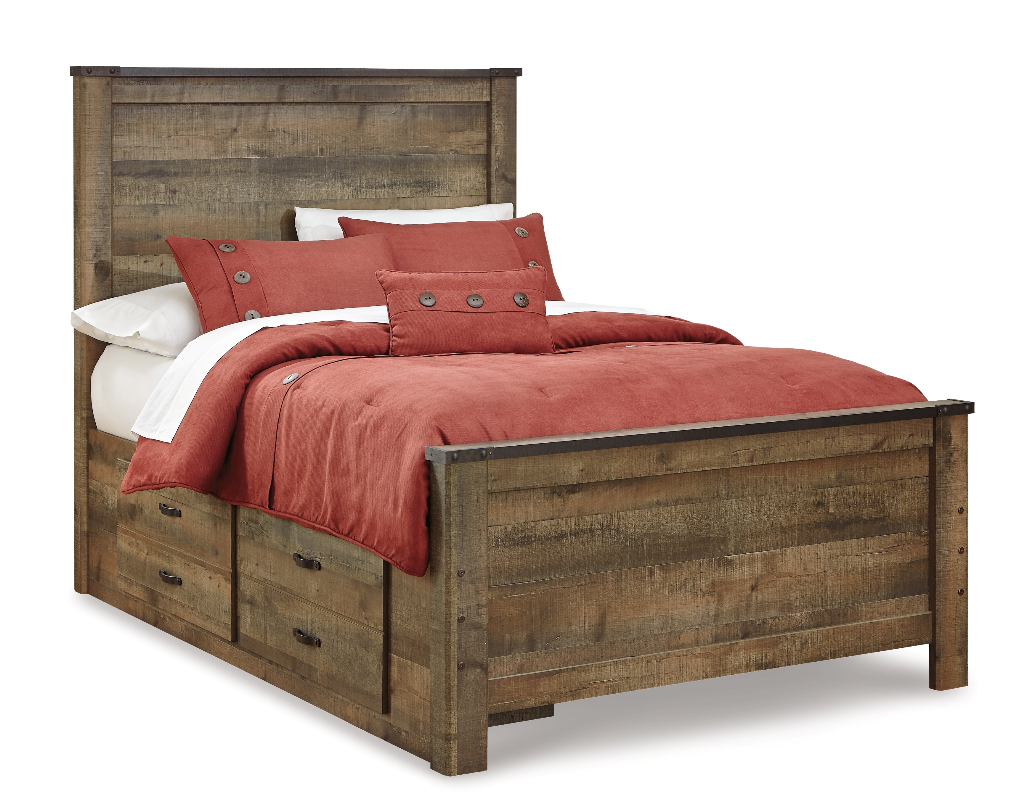 Furniture City Laplace - Ashley Furniture - Trinell Bedroom - Full Panel Bed with 2 Storage Drawers / Brown - B446B10
